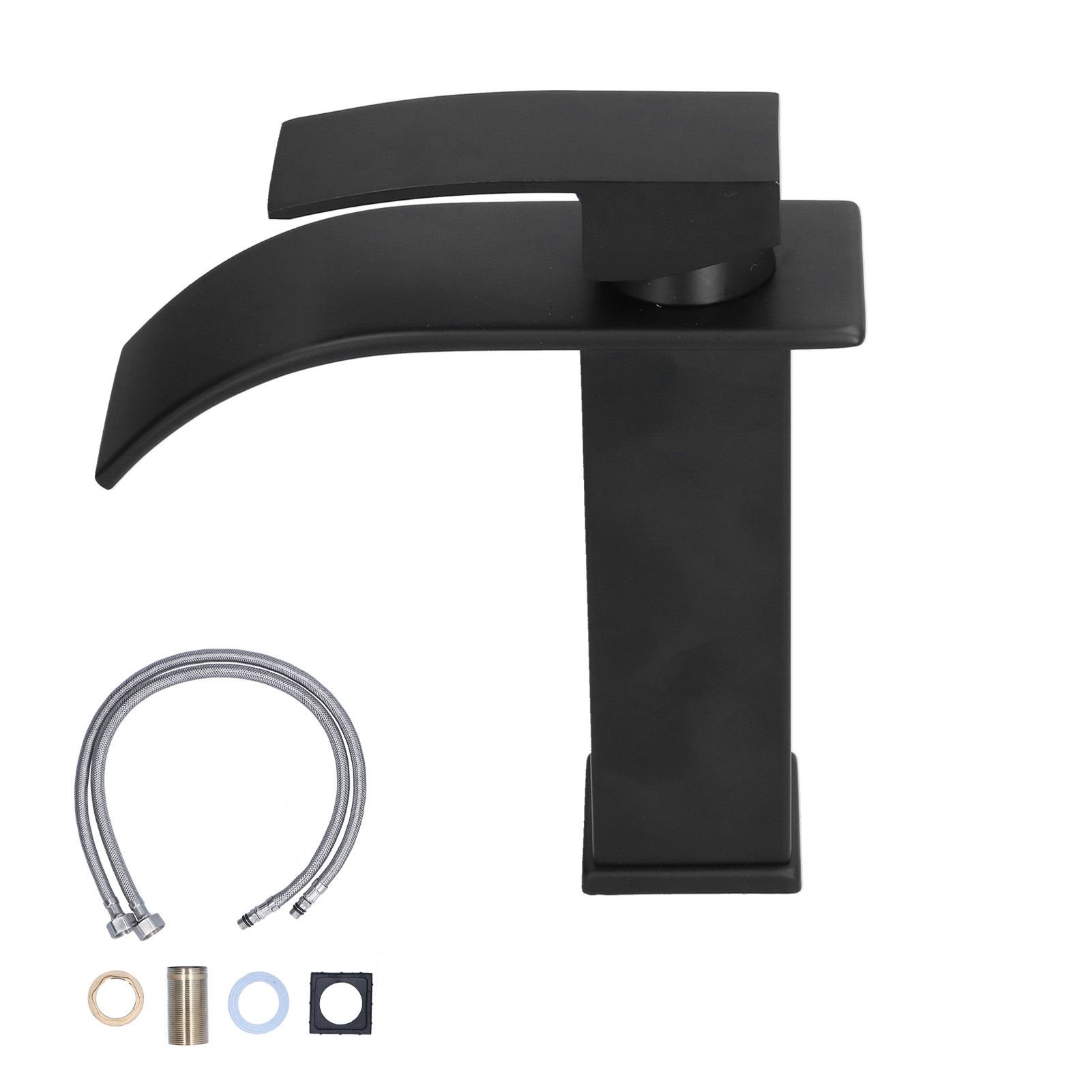 G1/2 Mixer Water Tap Basin Sink Faucet with Long Handle for Bathroom Hotel Homestay Black - Image 2