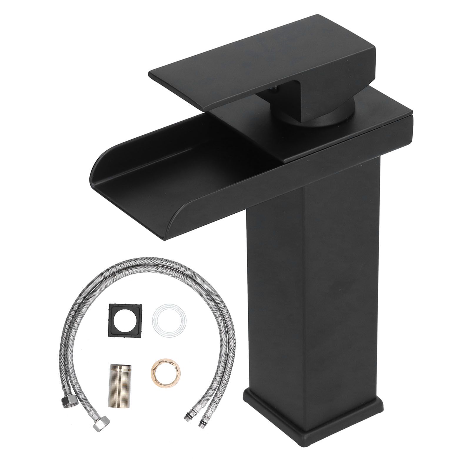 G1/2 Cold Hot Mixer Water Tap Black Faucet with Long Handle for Bathroom Hotel Homestay - Image 1