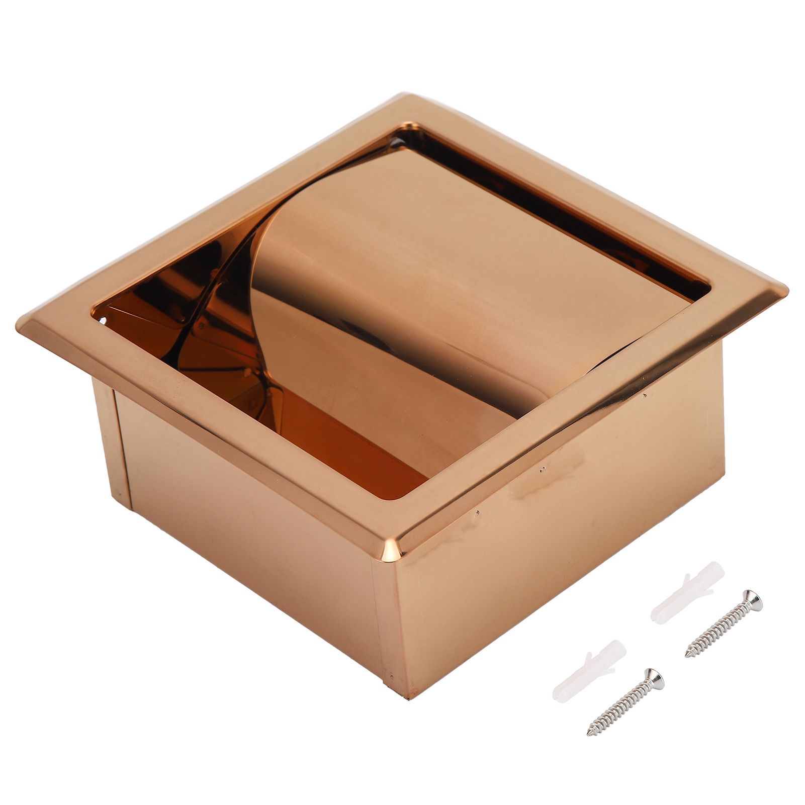 Embedded Style Toilet Paper Holder Stainless Steel Paper Towel Holder Toilet Tissue Rack for Hotel Bathroom Rose Gold - Image 2