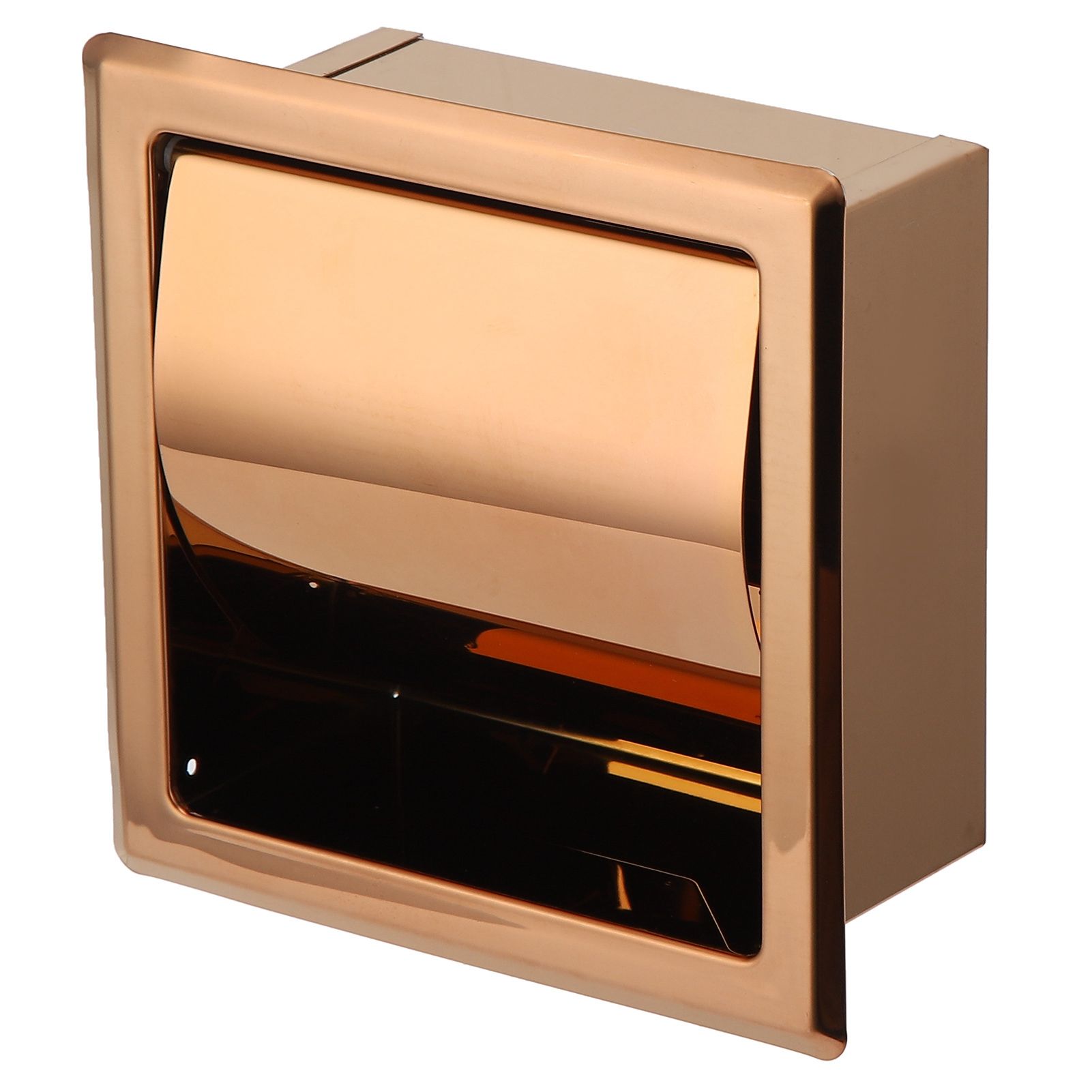 Embedded Style Toilet Paper Holder Stainless Steel Paper Towel Holder Toilet Tissue Rack for Hotel Bathroom Rose Gold - Image 6