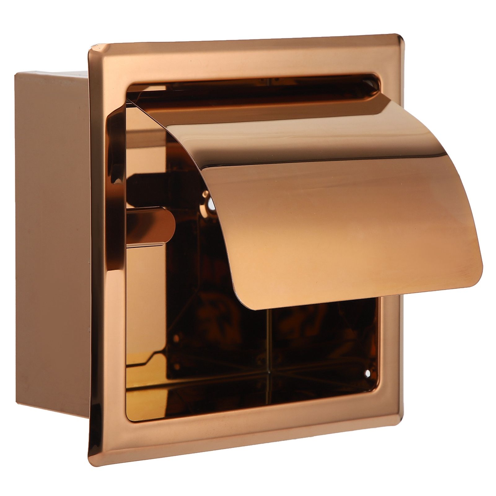 Embedded Style Toilet Paper Holder Stainless Steel Paper Towel Holder Toilet Tissue Rack for Hotel Bathroom Rose Gold - Image 8