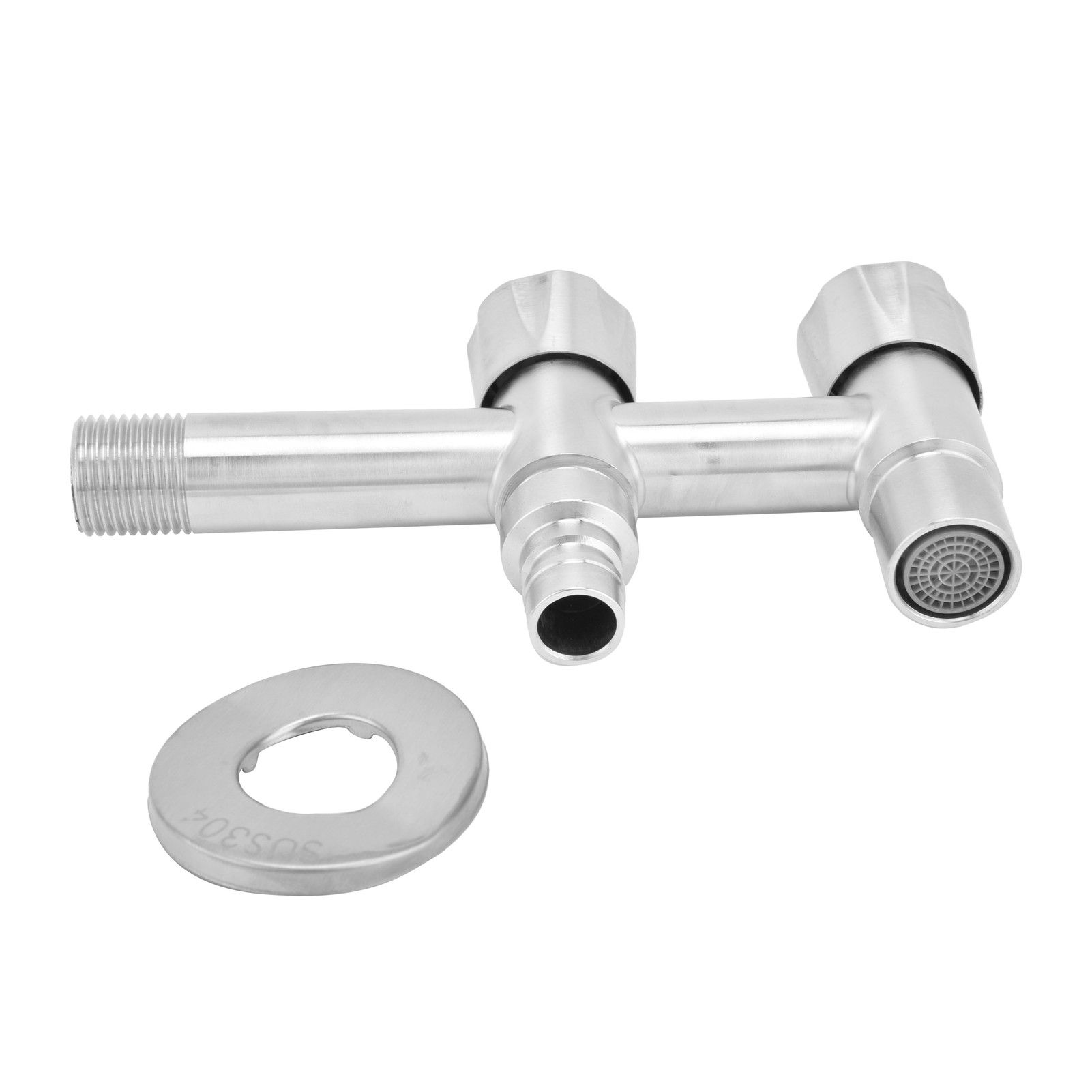 G1/2 Stainless Steel Faucet 1 Inlet 2 Outlet Washing Machine Water Tap for Home Bathroom Balcony - Image 1