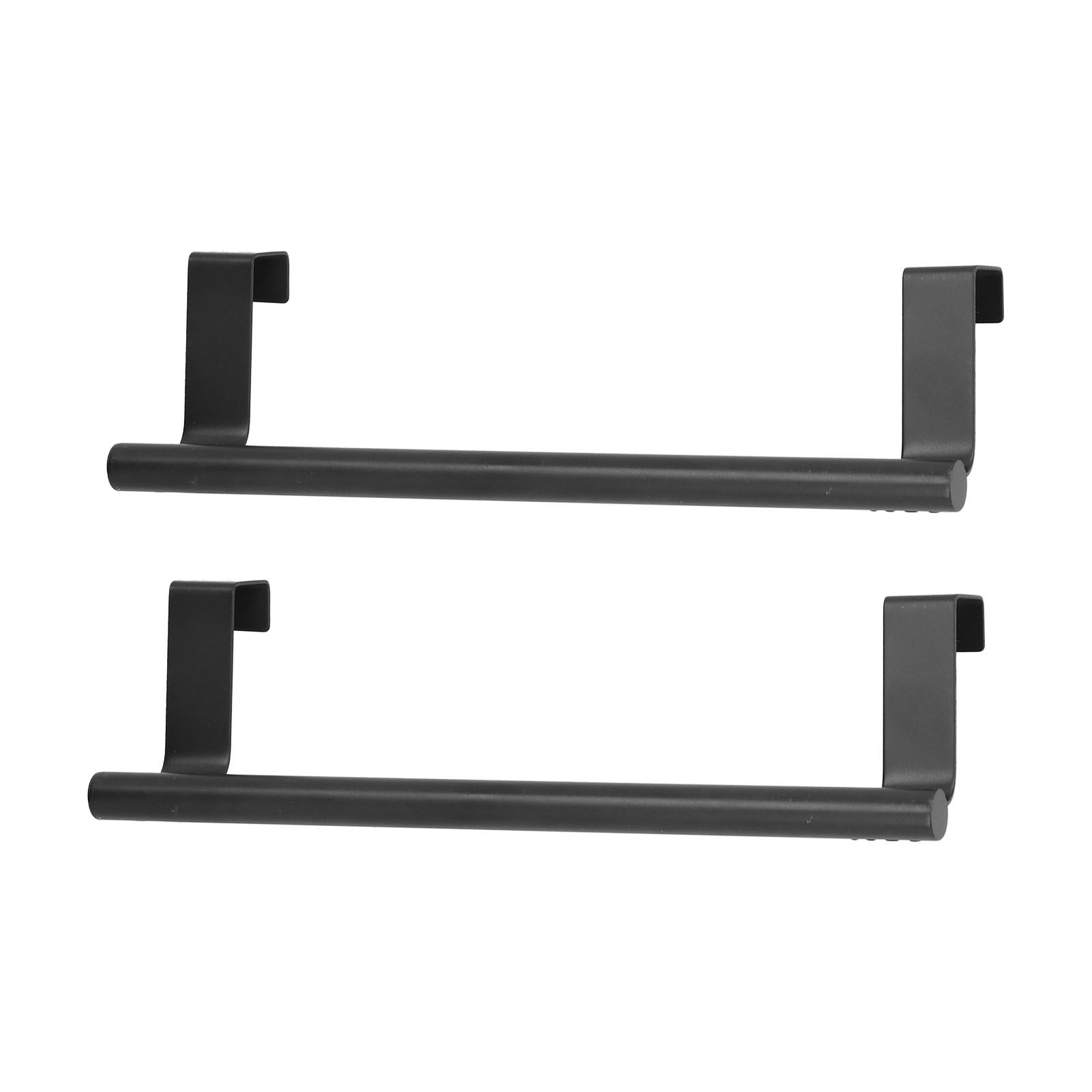 2Pcs Towel Rack Black Hangable Punch Free Nail Free Cabinet Door Towel Rack for Home Hotel23CM - Image 6