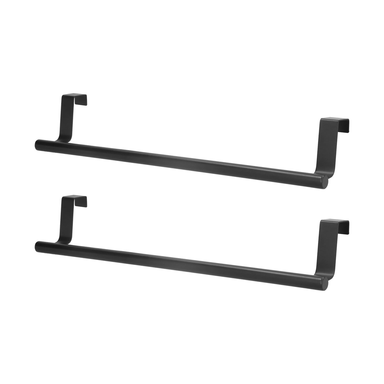 2Pcs Towel Rack Black Hangable Punch Free Nail Free Cabinet Door Towel Rack for Home Hotel36CM - Image 5