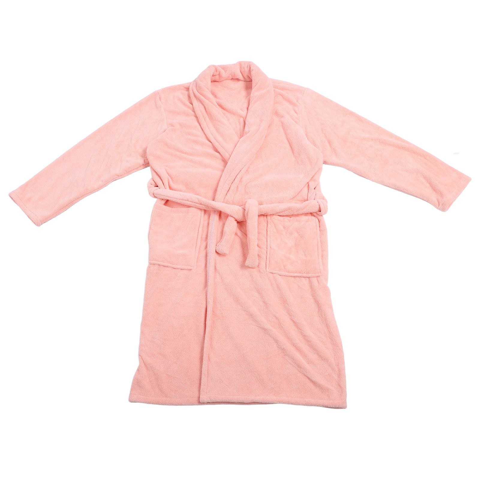 Bathrobe Coral Velvet Thicken Soft Water Absorbent Warm Belt Design Couple Bathrobe for Home Hotel Pink - Image 1