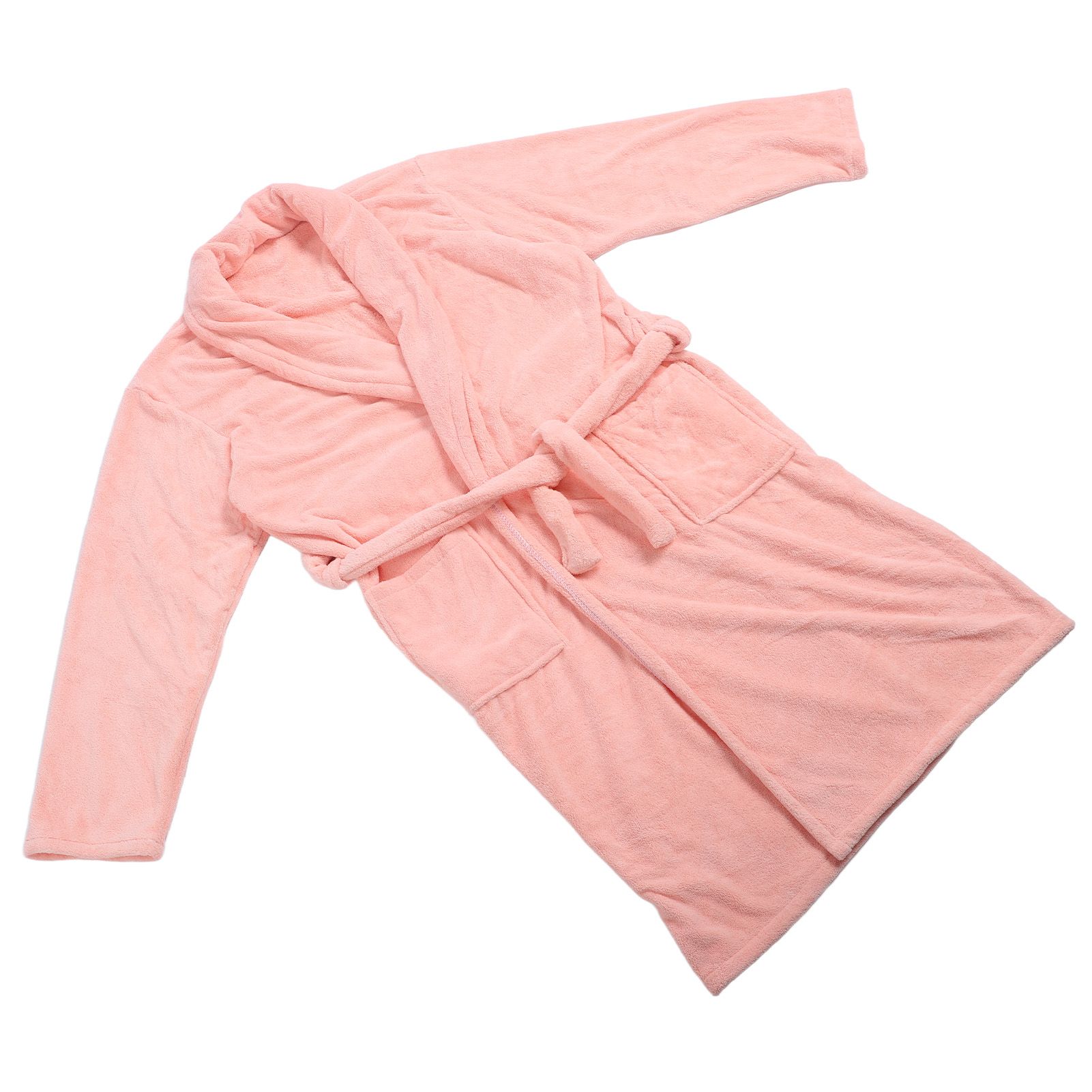 Bathrobe Coral Velvet Thicken Soft Water Absorbent Warm Belt Design Couple Bathrobe for Home Hotel Pink - Image 2