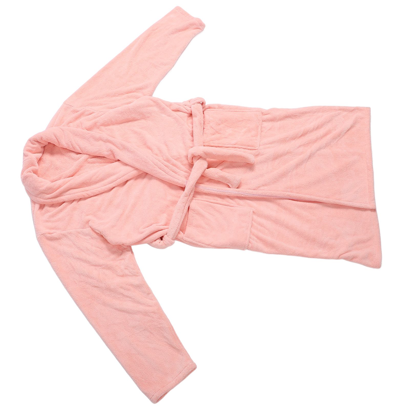 Bathrobe Coral Velvet Thicken Soft Water Absorbent Warm Belt Design Couple Bathrobe for Home Hotel Pink - Image 3