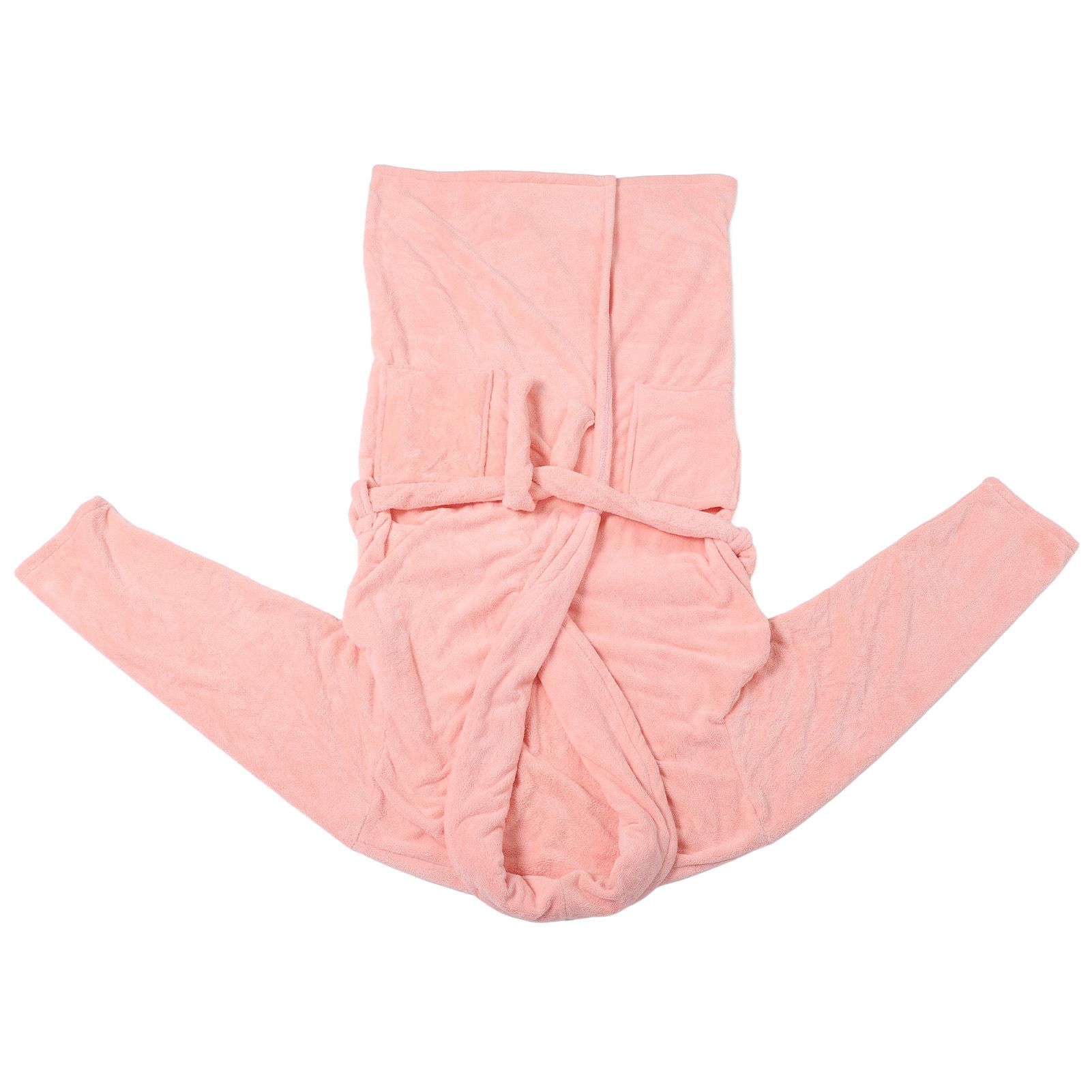 Bathrobe Coral Velvet Thicken Soft Water Absorbent Warm Belt Design Couple Bathrobe for Home Hotel Pink - Image 4