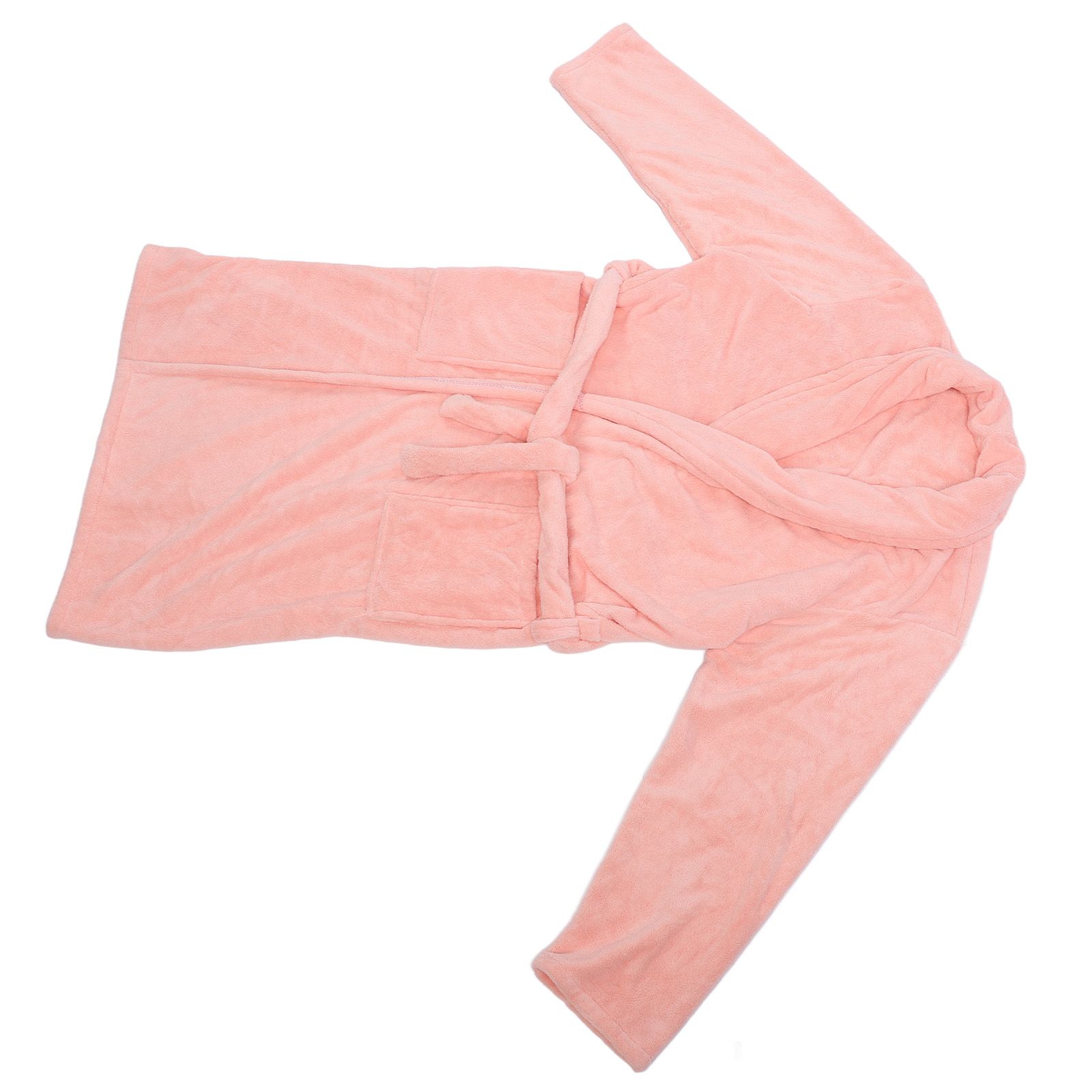 Bathrobe Coral Velvet Thicken Soft Water Absorbent Warm Belt Design Couple Bathrobe for Home Hotel Pink - Image 5