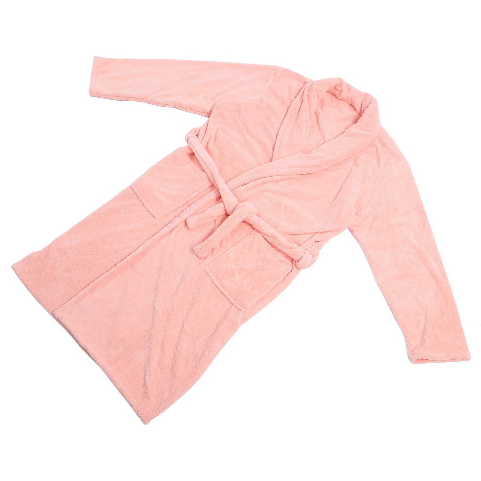 Bathrobe Coral Velvet Thicken Soft Water Absorbent Warm Belt Design Couple Bathrobe for Home Hotel Pink - Image 6