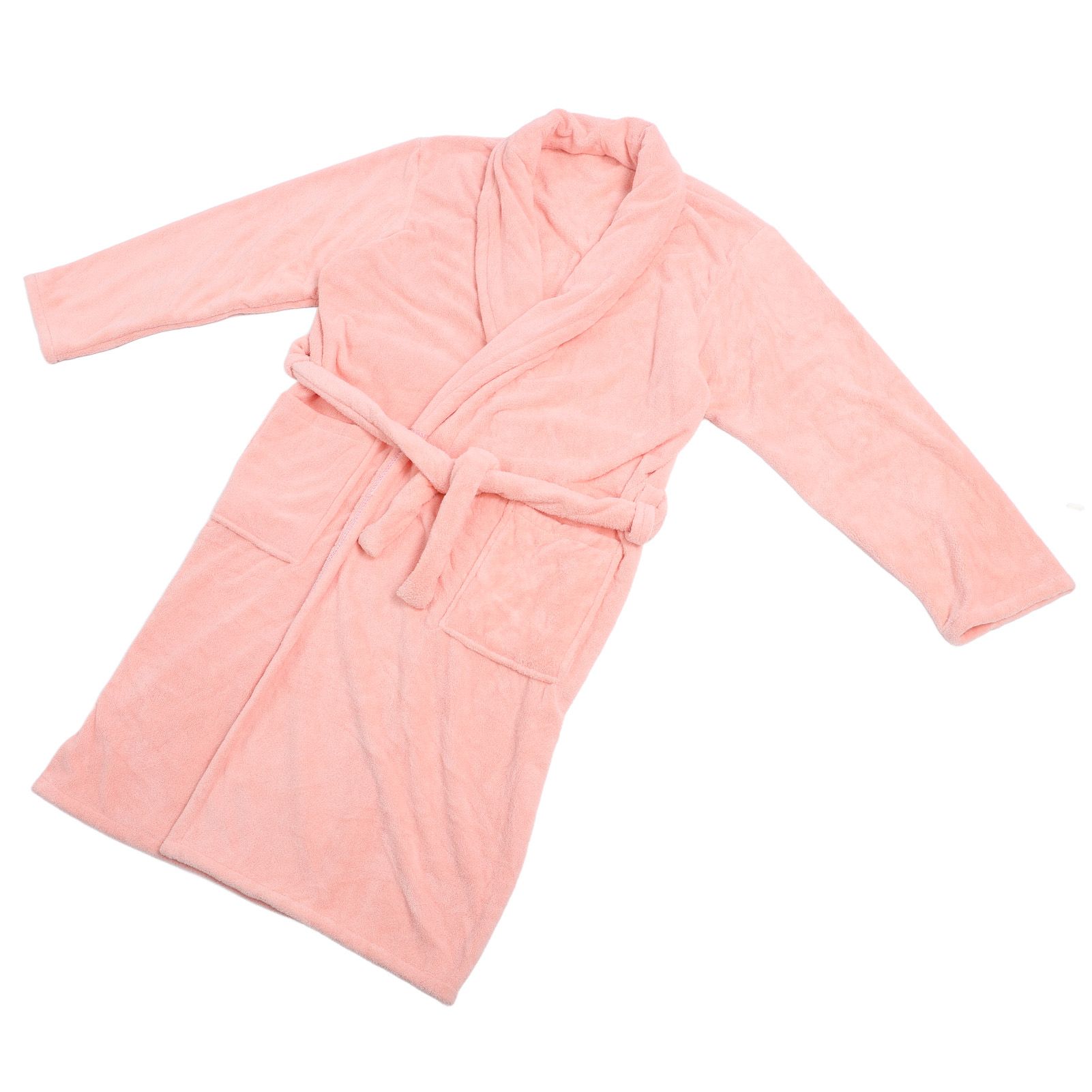 Bathrobe Coral Velvet Thicken Soft Water Absorbent Warm Belt Design Couple Bathrobe for Home Hotel Pink - Image 7