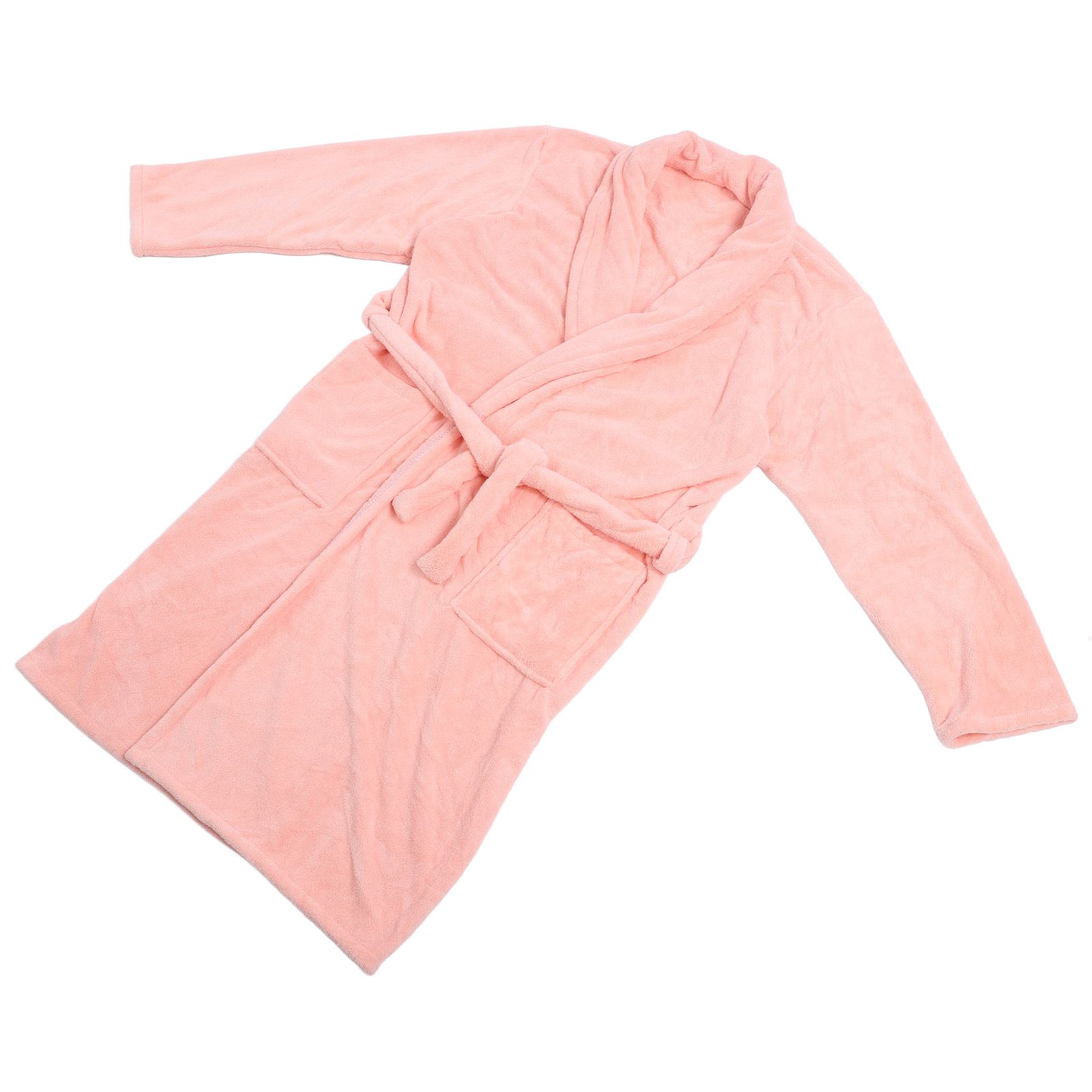 Bathrobe Coral Velvet Thicken Soft Water Absorbent Warm Belt Design Couple Bathrobe for Home Hotel Pink - Image 8