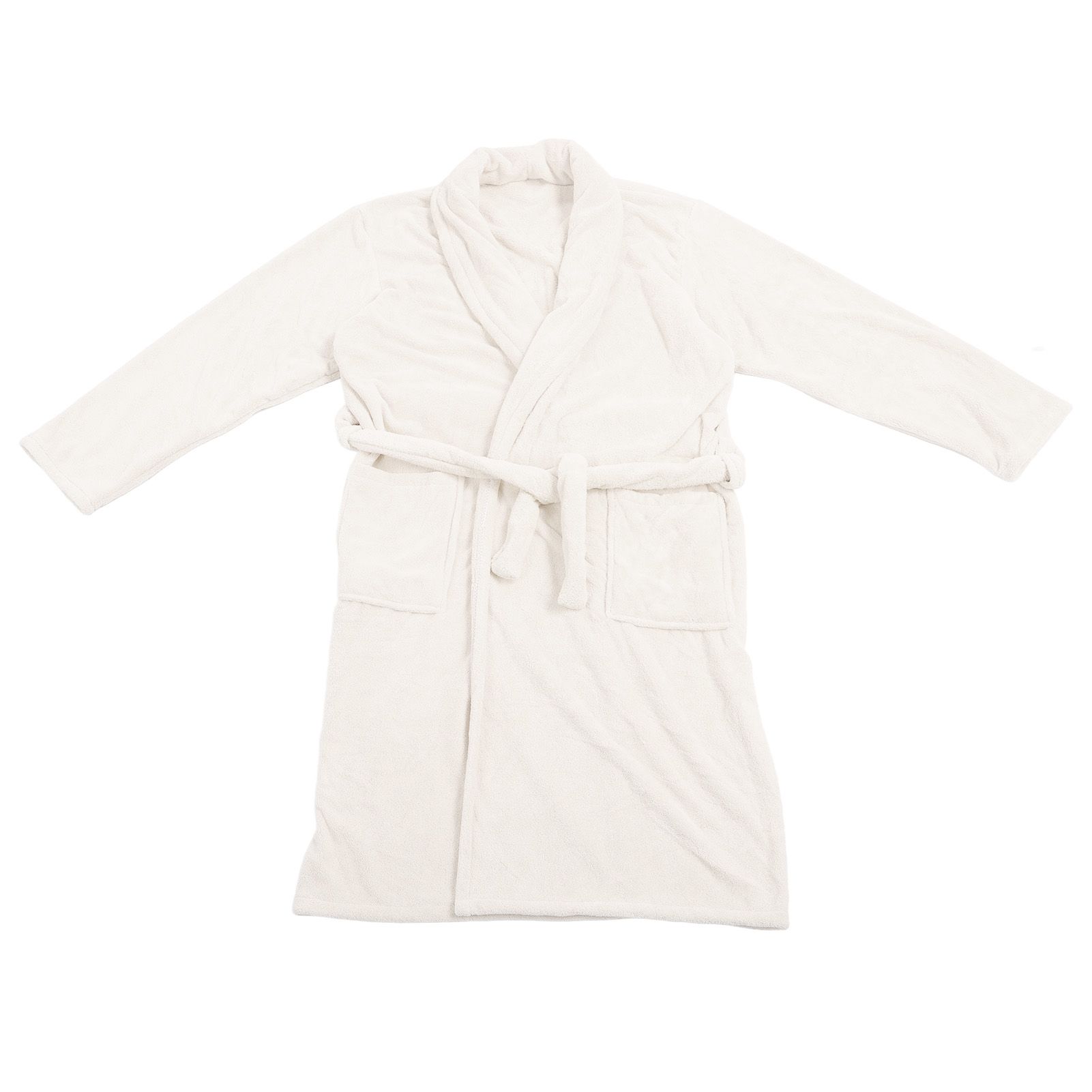 Bathrobe Coral Velvet Thicken Soft Water Absorbent Warm Belt Design Couple Bathrobe for Home Hotel Milky White - Image 1