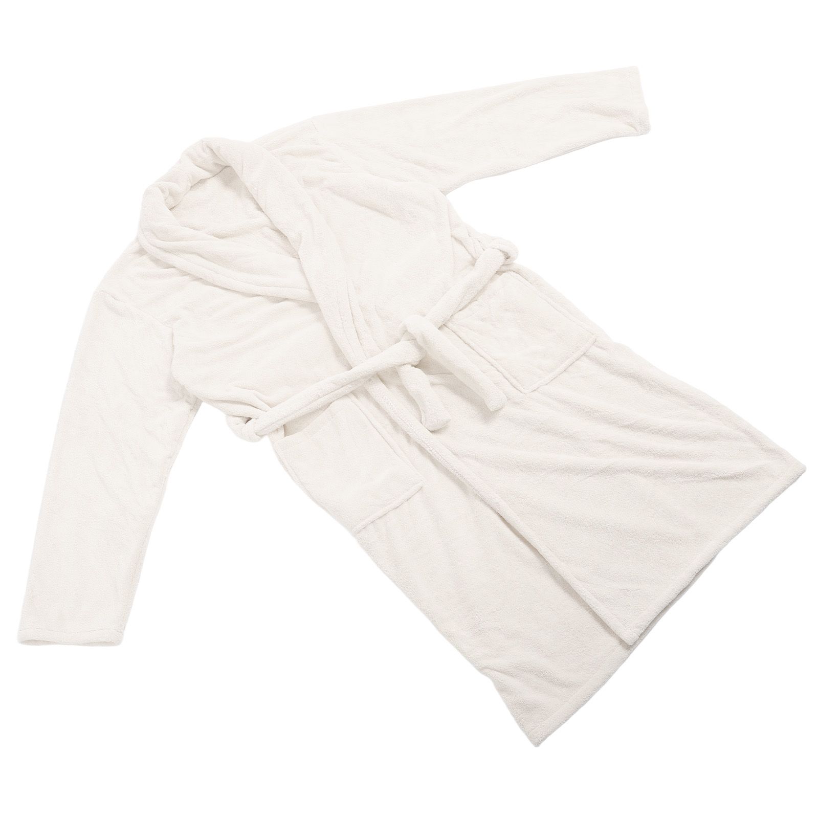 Bathrobe Coral Velvet Thicken Soft Water Absorbent Warm Belt Design Couple Bathrobe for Home Hotel Milky White - Image 2