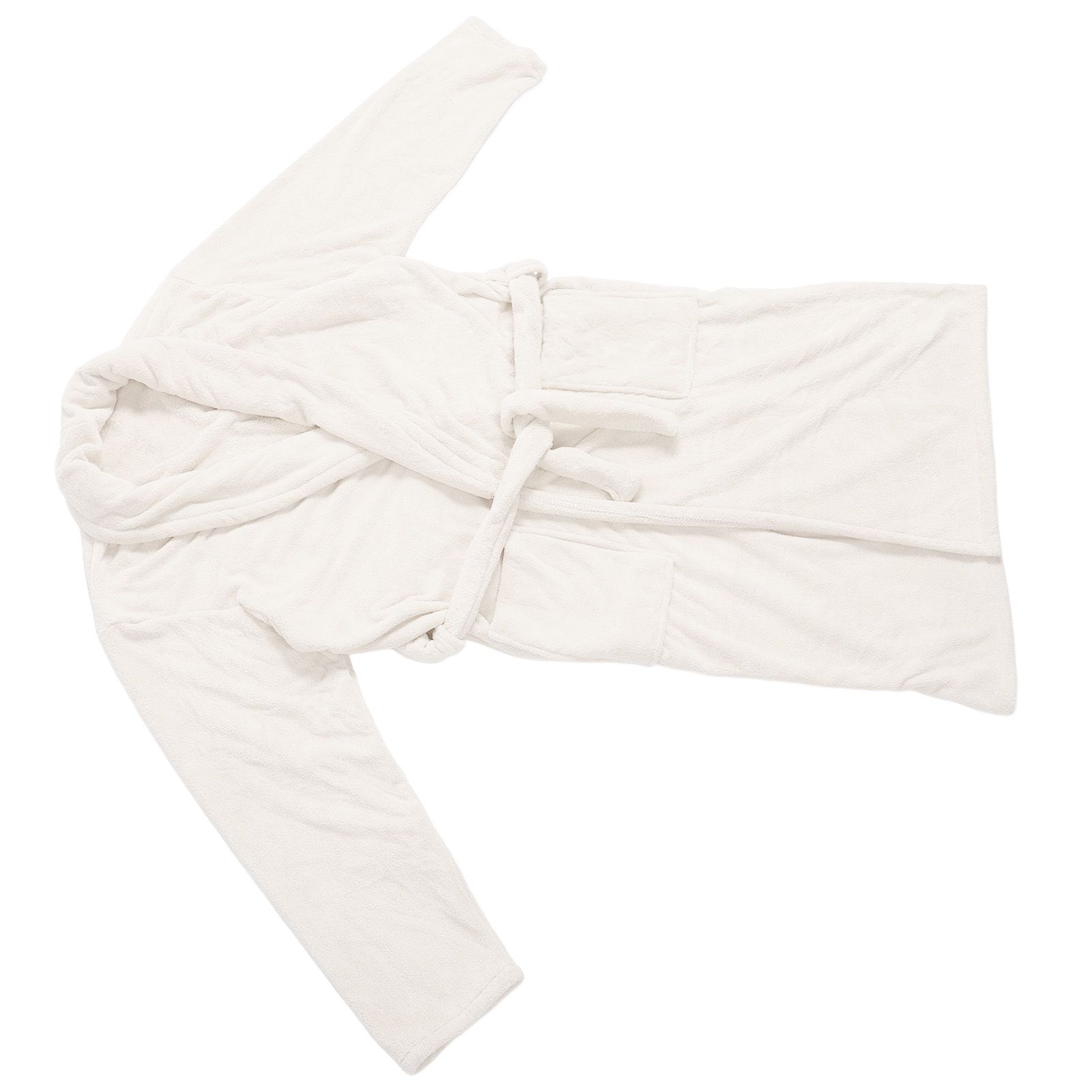 Bathrobe Coral Velvet Thicken Soft Water Absorbent Warm Belt Design Couple Bathrobe for Home Hotel Milky White - Image 3