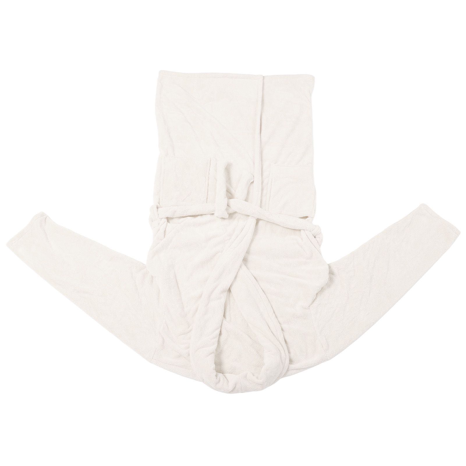 Bathrobe Coral Velvet Thicken Soft Water Absorbent Warm Belt Design Couple Bathrobe for Home Hotel Milky White - Image 4