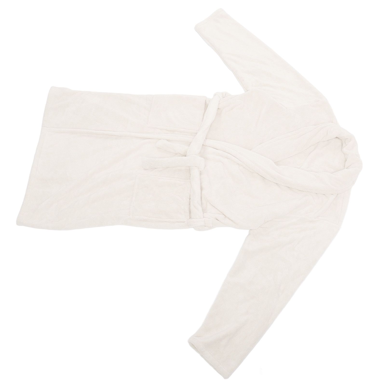 Bathrobe Coral Velvet Thicken Soft Water Absorbent Warm Belt Design Couple Bathrobe for Home Hotel Milky White - Image 5