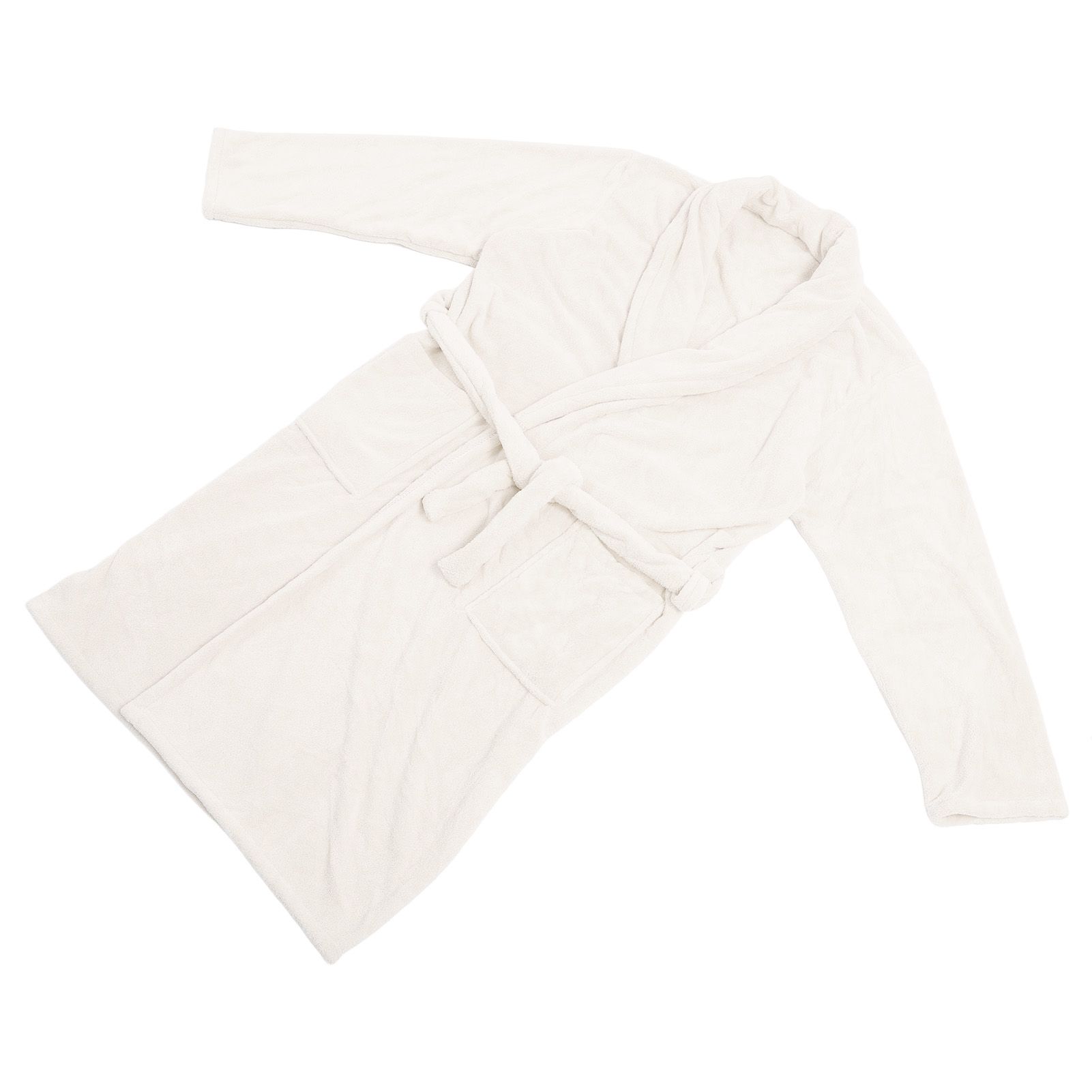 Bathrobe Coral Velvet Thicken Soft Water Absorbent Warm Belt Design Couple Bathrobe for Home Hotel Milky White - Image 6