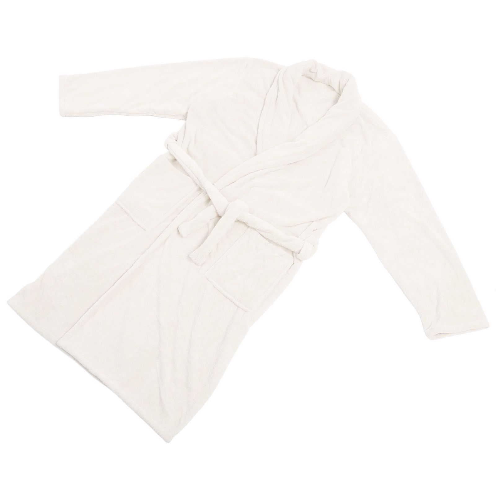 Bathrobe Coral Velvet Thicken Soft Water Absorbent Warm Belt Design Couple Bathrobe for Home Hotel Milky White - Image 8