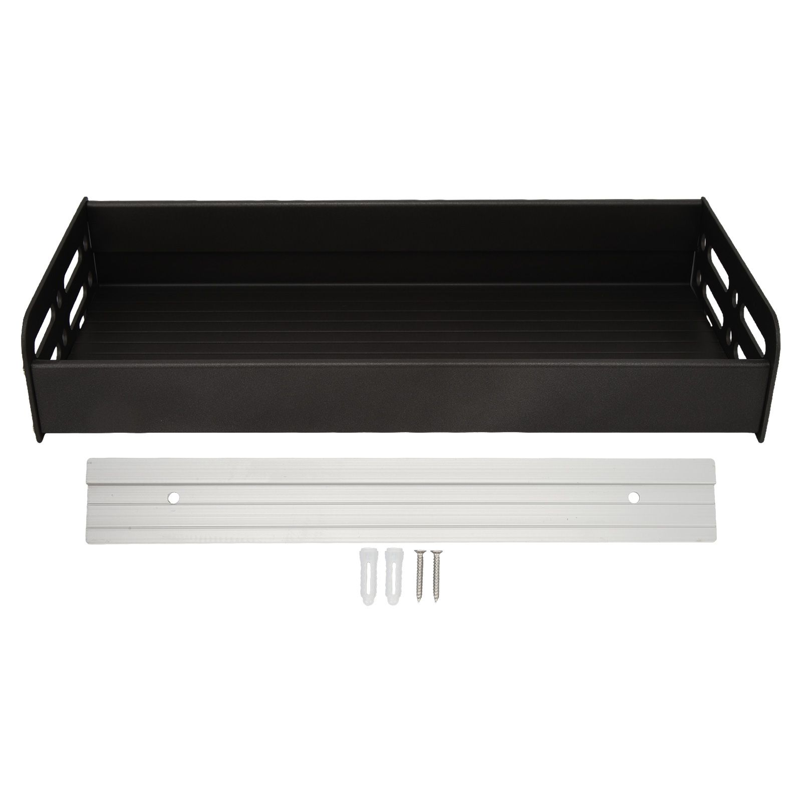 Floating Shelves Space Aluminum Wall Mounted Decorative Storage Shelf for Kitchen Bathroom Living Room Bedroom Black - Image 1