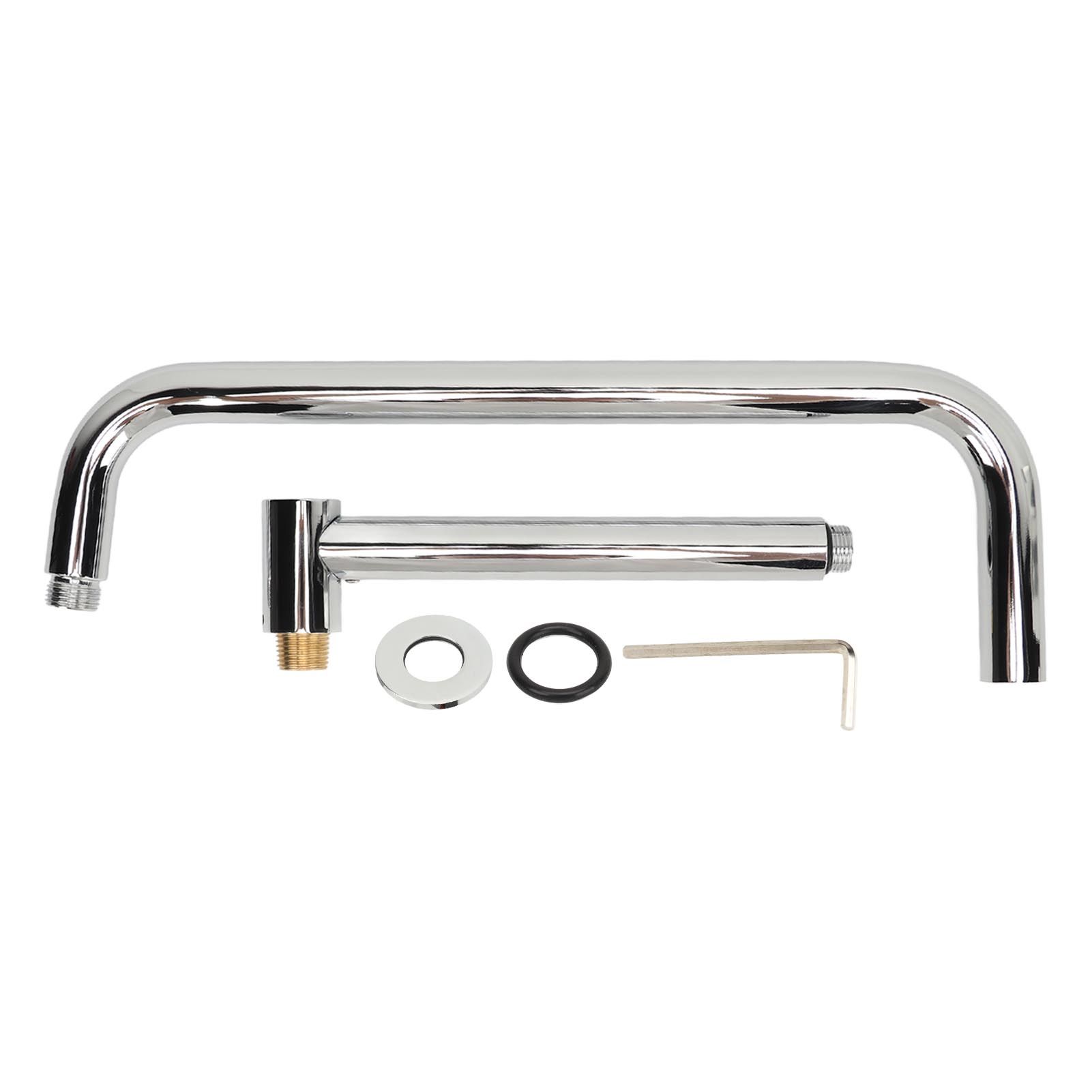 Shower Head Extension with Flange S Shape Shower Arm Wall Mount Rotatable Stainless Steel Shower Pipe for Bathroom Electroplate - Image 1
