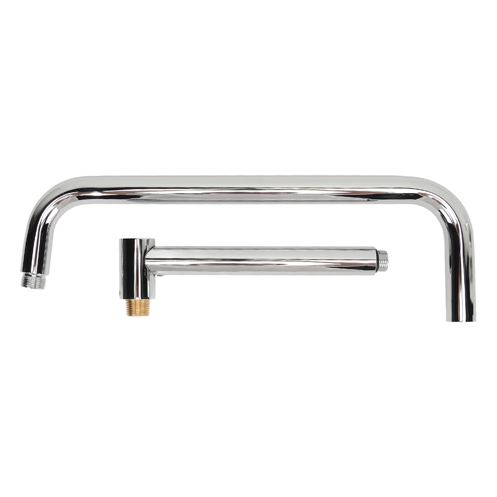 Shower Head Extension with Flange S Shape Shower Arm Wall Mount Rotatable Stainless Steel Shower Pipe for Bathroom Electroplate - Image 2