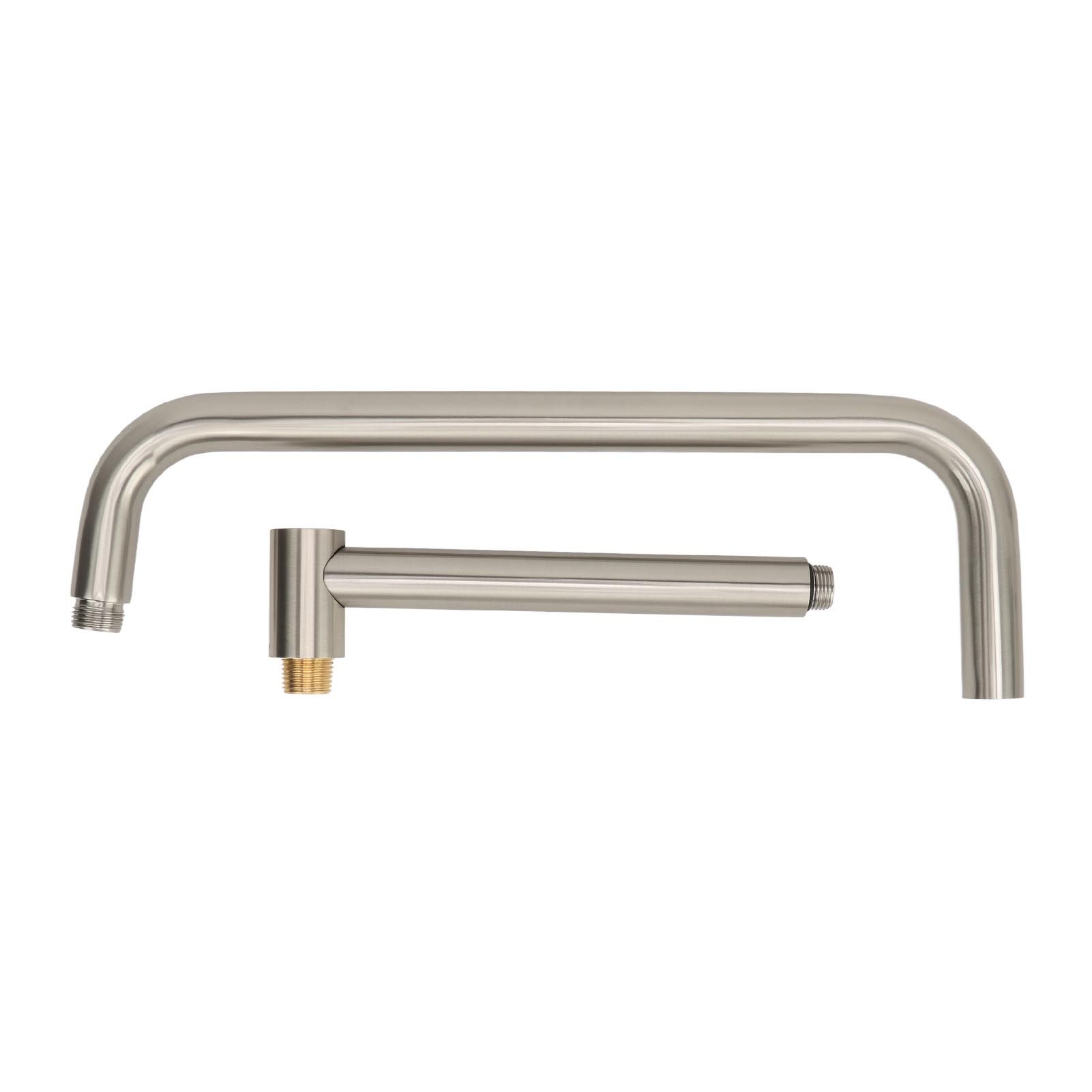Shower Head Extension with Flange S Shape Shower Arm Wall Mount Rotatable Stainless Steel Shower Pipe for Bathroom Brushed - Image 2