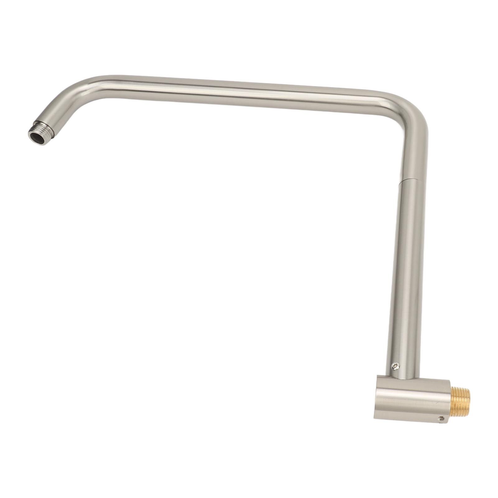Shower Head Extension with Flange S Shape Shower Arm Wall Mount Rotatable Stainless Steel Shower Pipe for Bathroom Brushed - Image 3