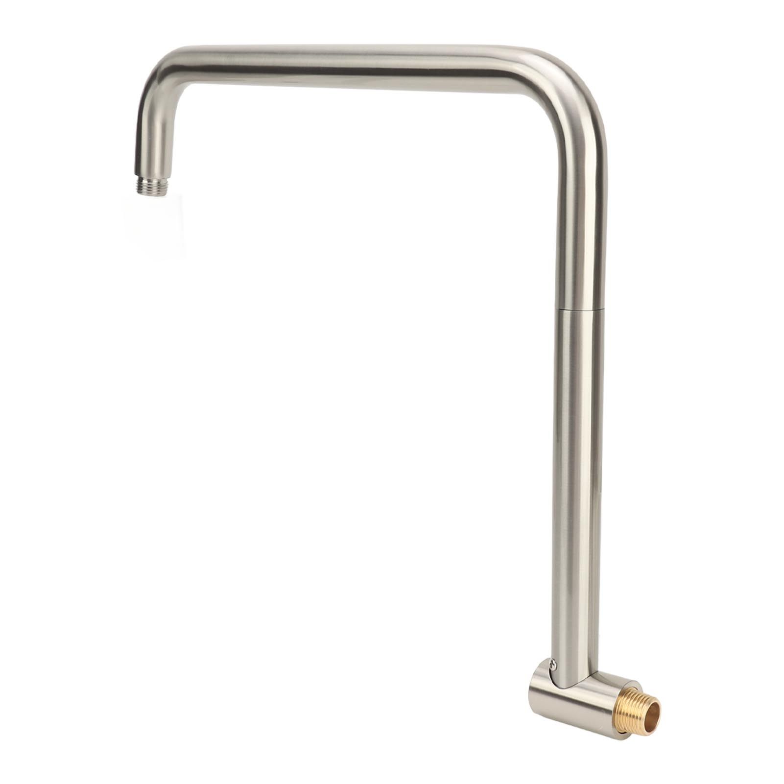 Shower Head Extension with Flange S Shape Shower Arm Wall Mount Rotatable Stainless Steel Shower Pipe for Bathroom Brushed - Image 4