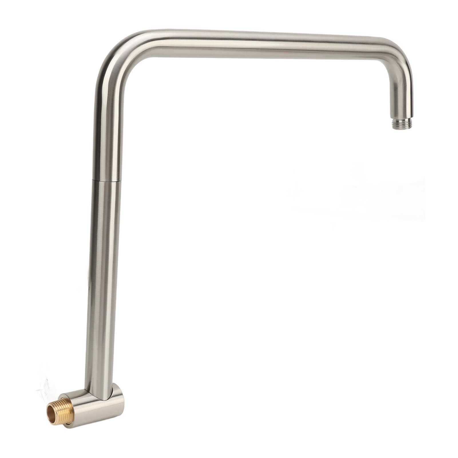 Shower Head Extension with Flange S Shape Shower Arm Wall Mount Rotatable Stainless Steel Shower Pipe for Bathroom Brushed - Image 6