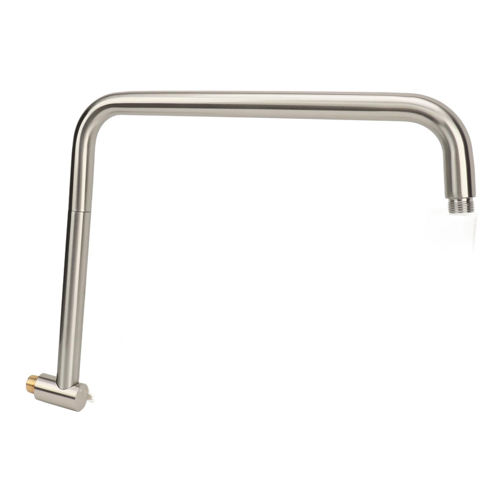Shower Head Extension with Flange S Shape Shower Arm Wall Mount Rotatable Stainless Steel Shower Pipe for Bathroom Brushed - Image 7
