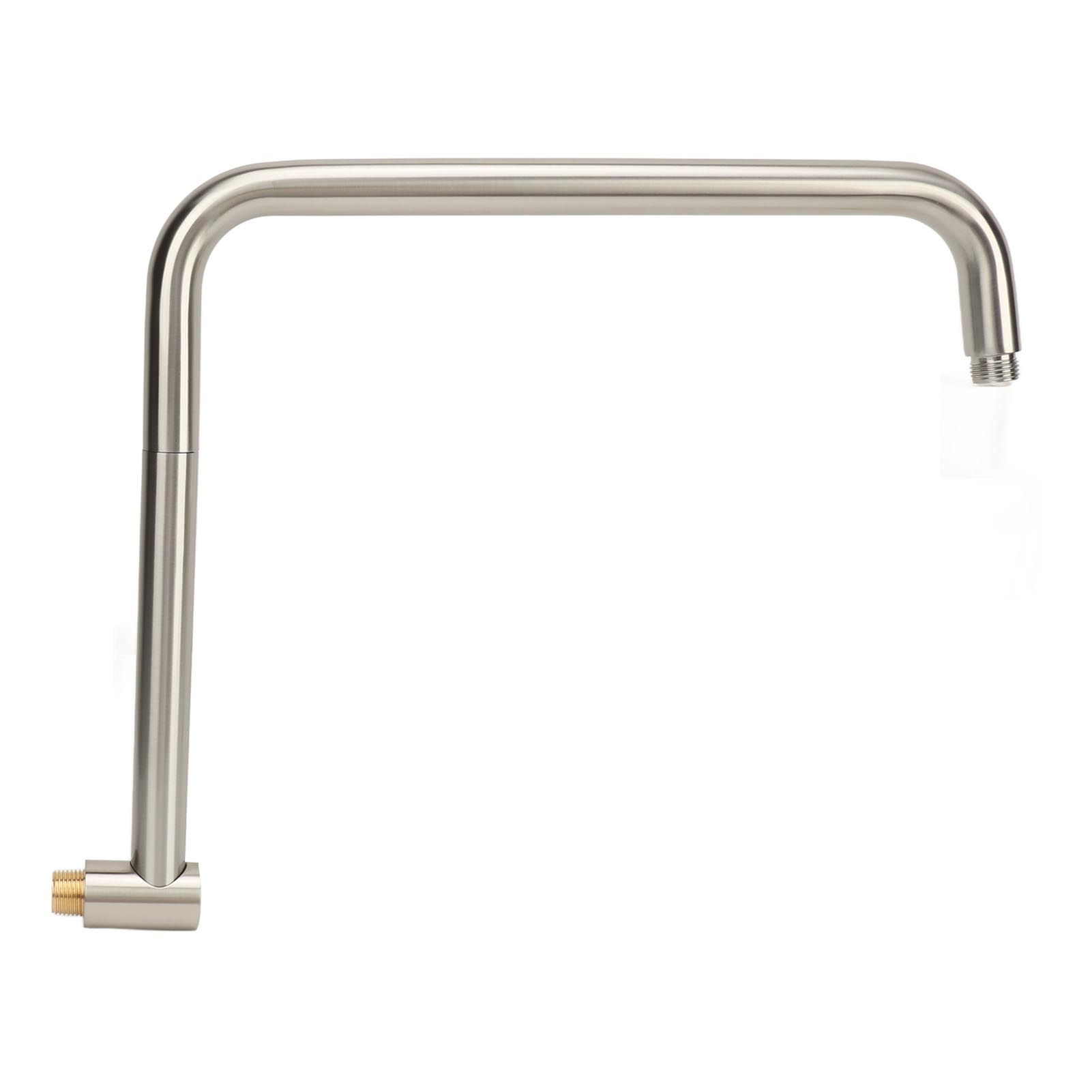 Shower Head Extension with Flange S Shape Shower Arm Wall Mount Rotatable Stainless Steel Shower Pipe for Bathroom Brushed - Image 8