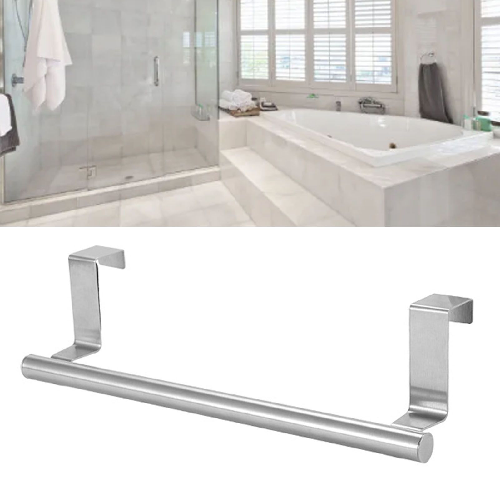 Multi Purpose Stainless Steel Single Bar Towel Rack Hole Free Towel Rack Bathroom Towel Bar S 6.2x23.5cm - Image 6
