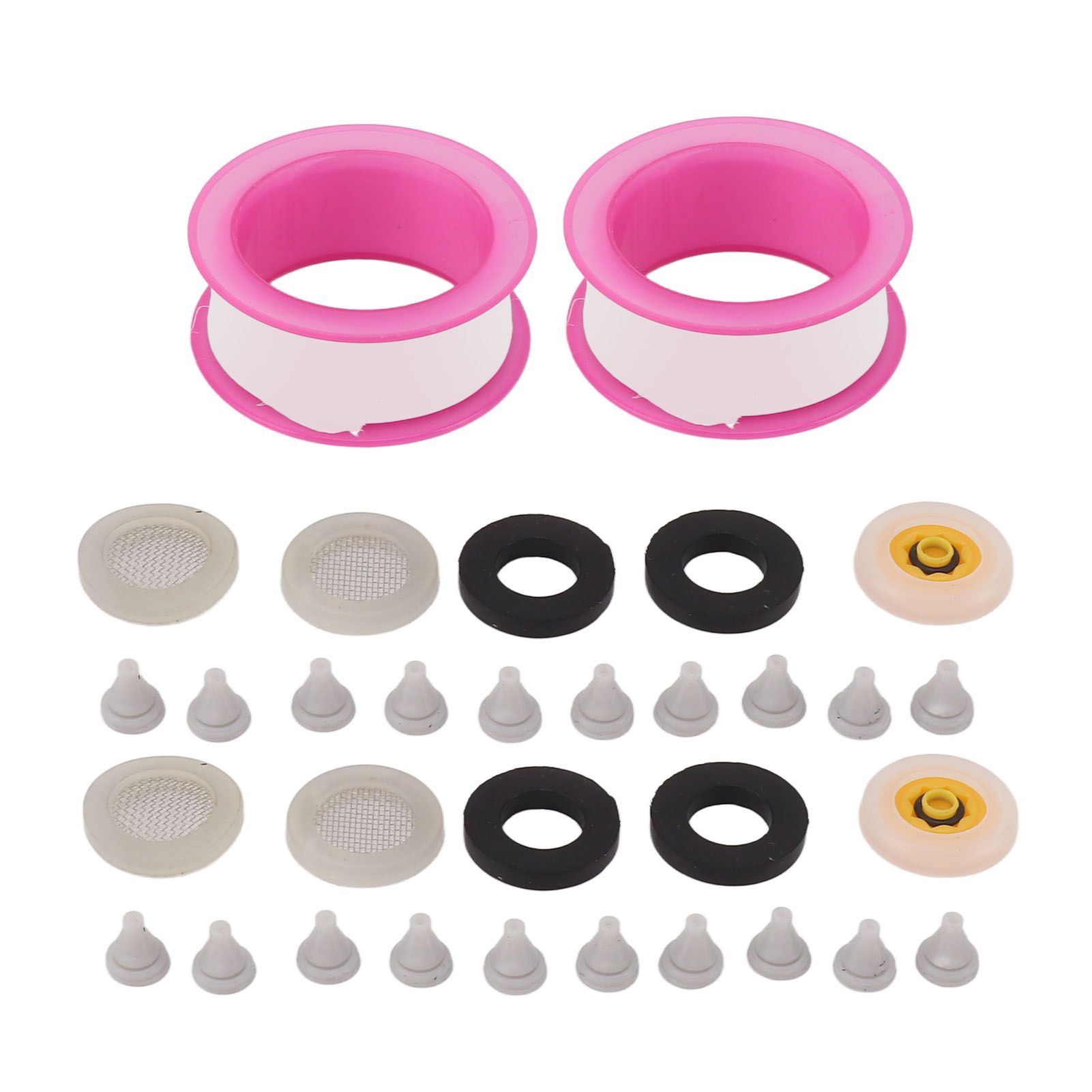 2 Set Silicone Shower Head Nozzles with Rubber Gasket Screen Flow Restrictor PTFE Tape Kit - Image 1