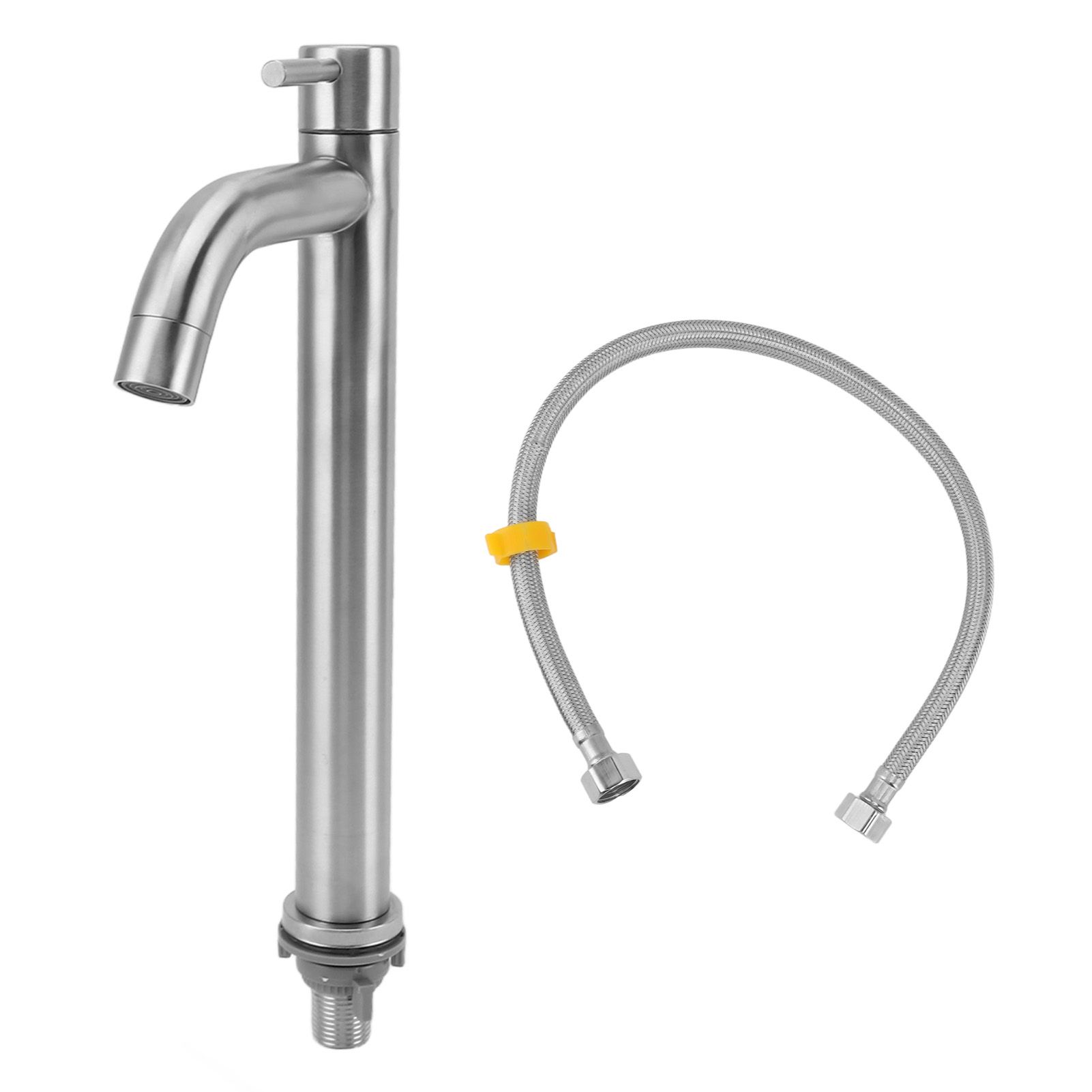 Single Cold Water Kitchen Faucet Stainless Steel Single Hole Bathroom Faucet for Home Apartment Tall Bent - Image 1