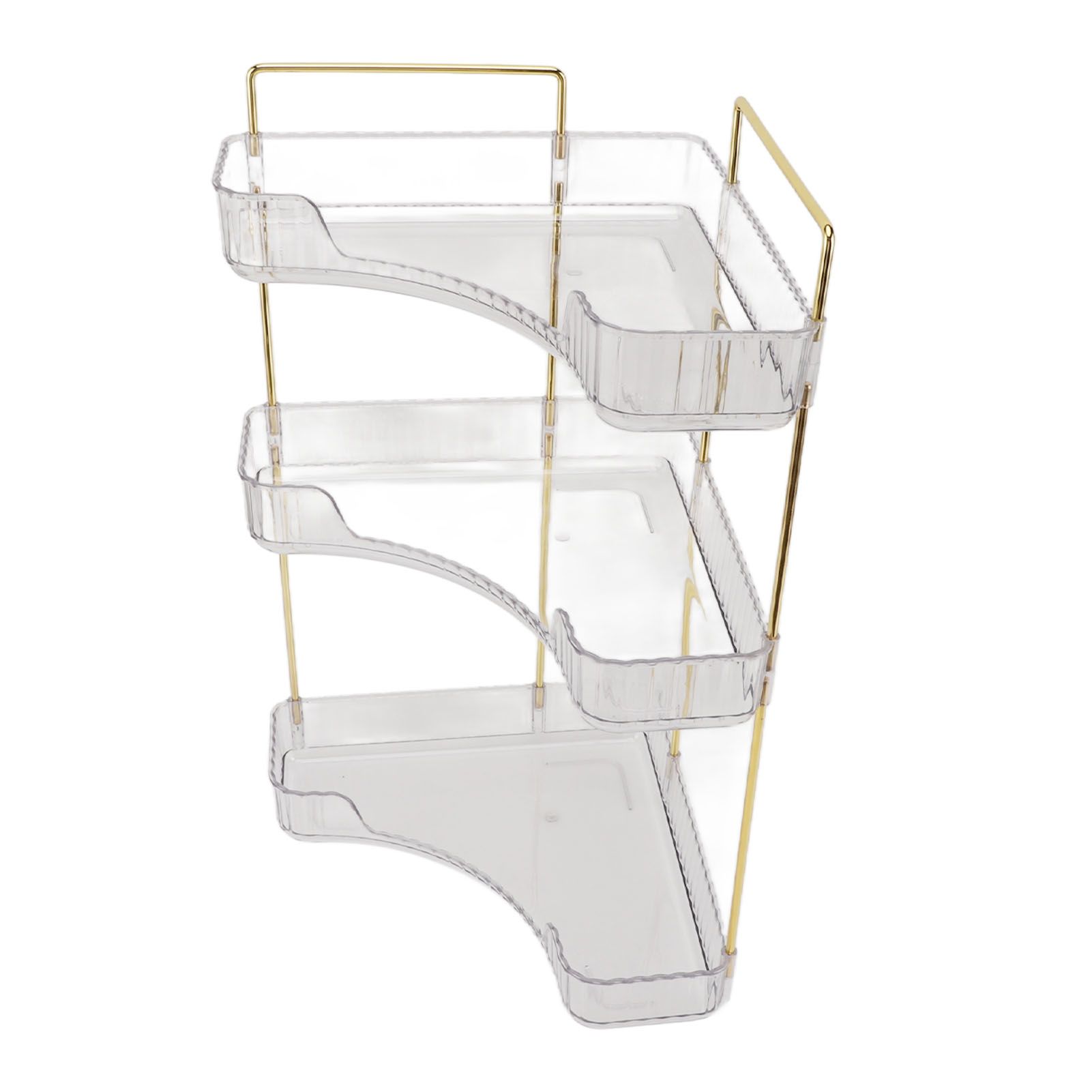 3 Tier Makeup Shelf Organizer Easy Access Aesthetic Corner Bathroom Countertop Organizer for Cosmetics Skincare Transparent - Image 2