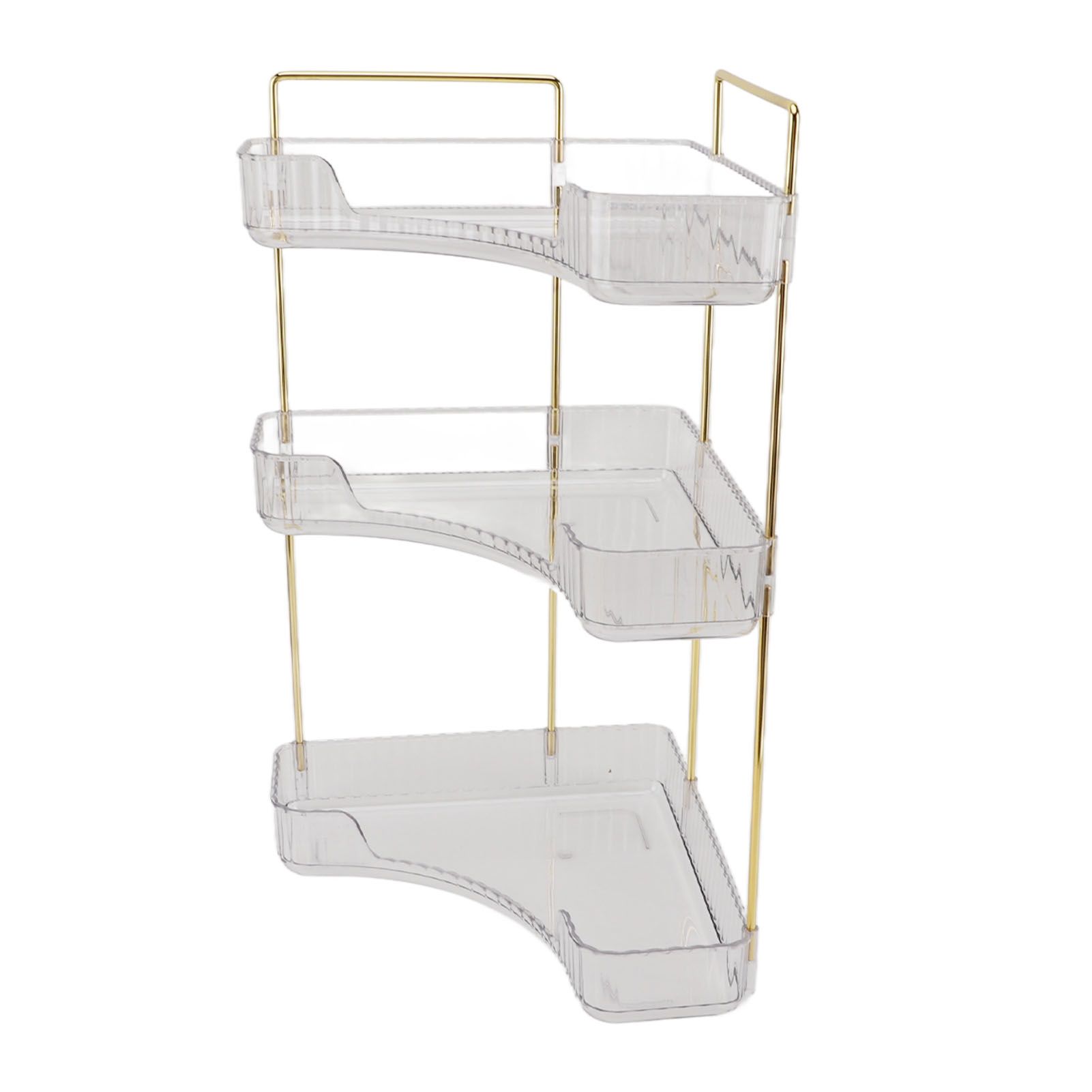 3 Tier Makeup Shelf Organizer Easy Access Aesthetic Corner Bathroom Countertop Organizer for Cosmetics Skincare Transparent - Image 3