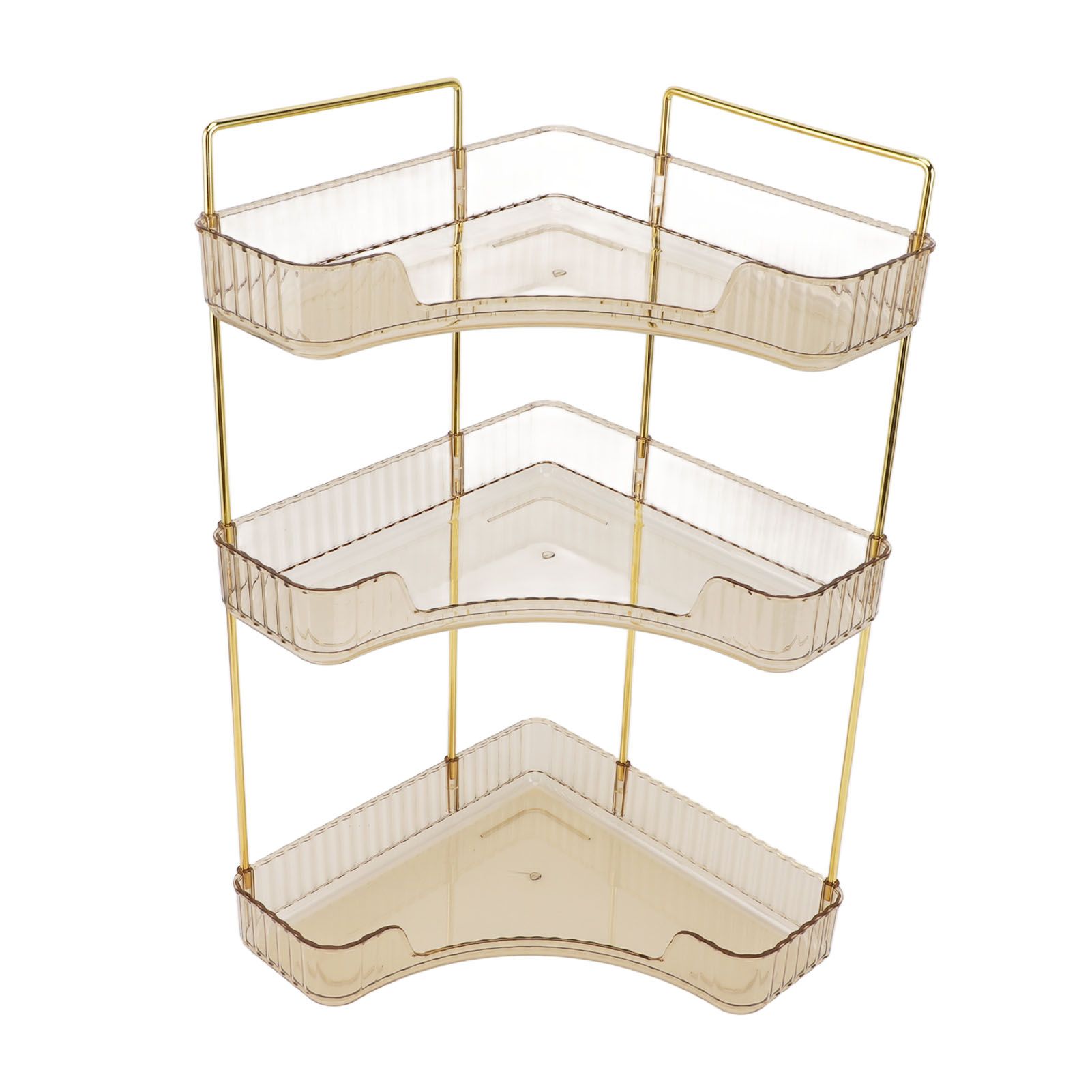 3 Tier Makeup Shelf Organizer Easy Access Aesthetic Corner Bathroom Countertop Organizer for Cosmetics Skincare Amber - Image 2