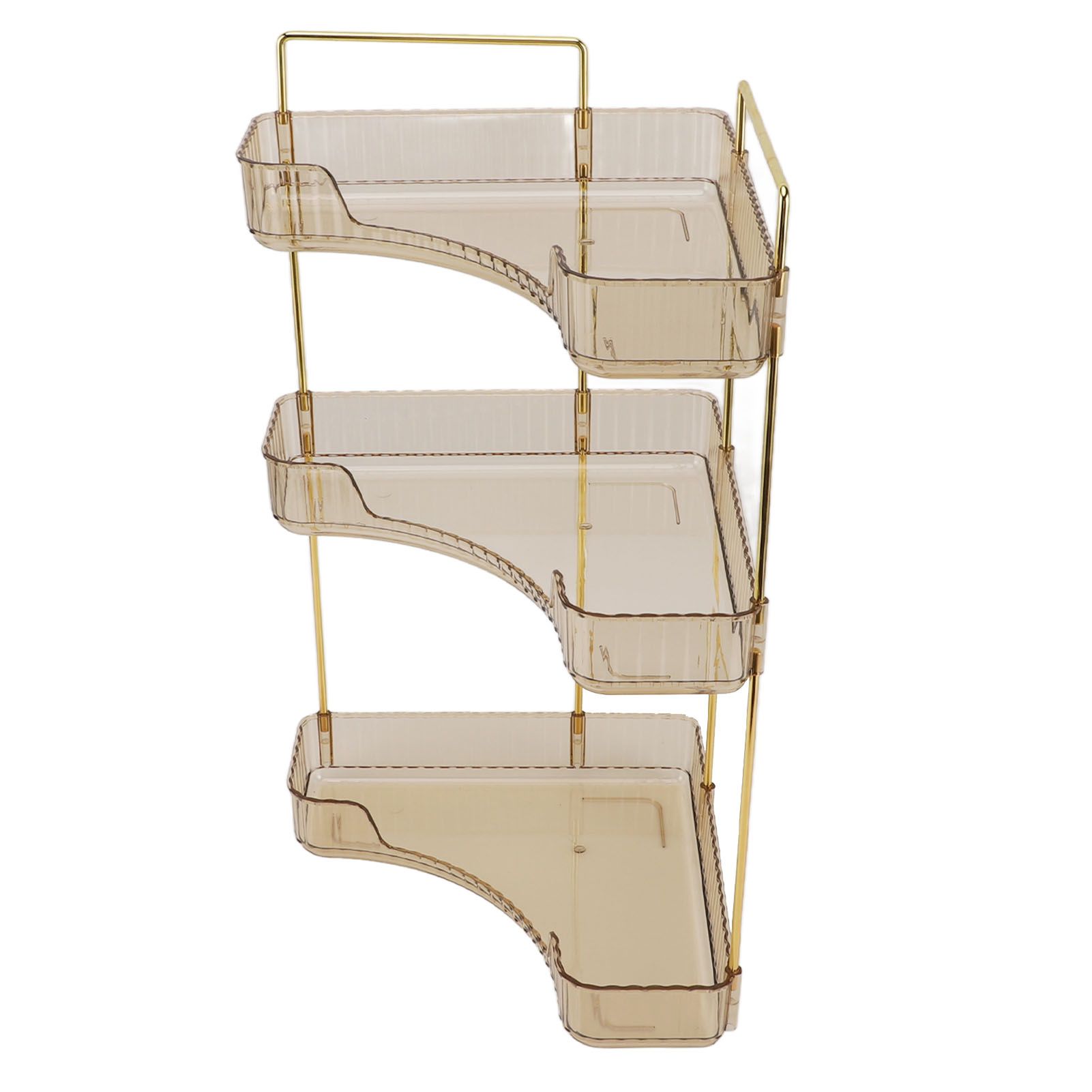 3 Tier Makeup Shelf Organizer Easy Access Aesthetic Corner Bathroom Countertop Organizer for Cosmetics Skincare Amber - Image 3