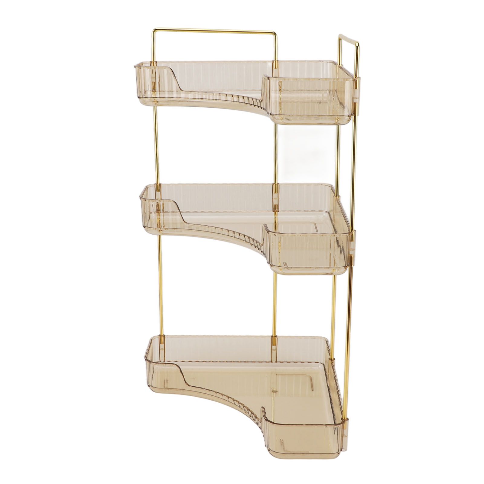 3 Tier Makeup Shelf Organizer Easy Access Aesthetic Corner Bathroom Countertop Organizer for Cosmetics Skincare Amber - Image 4