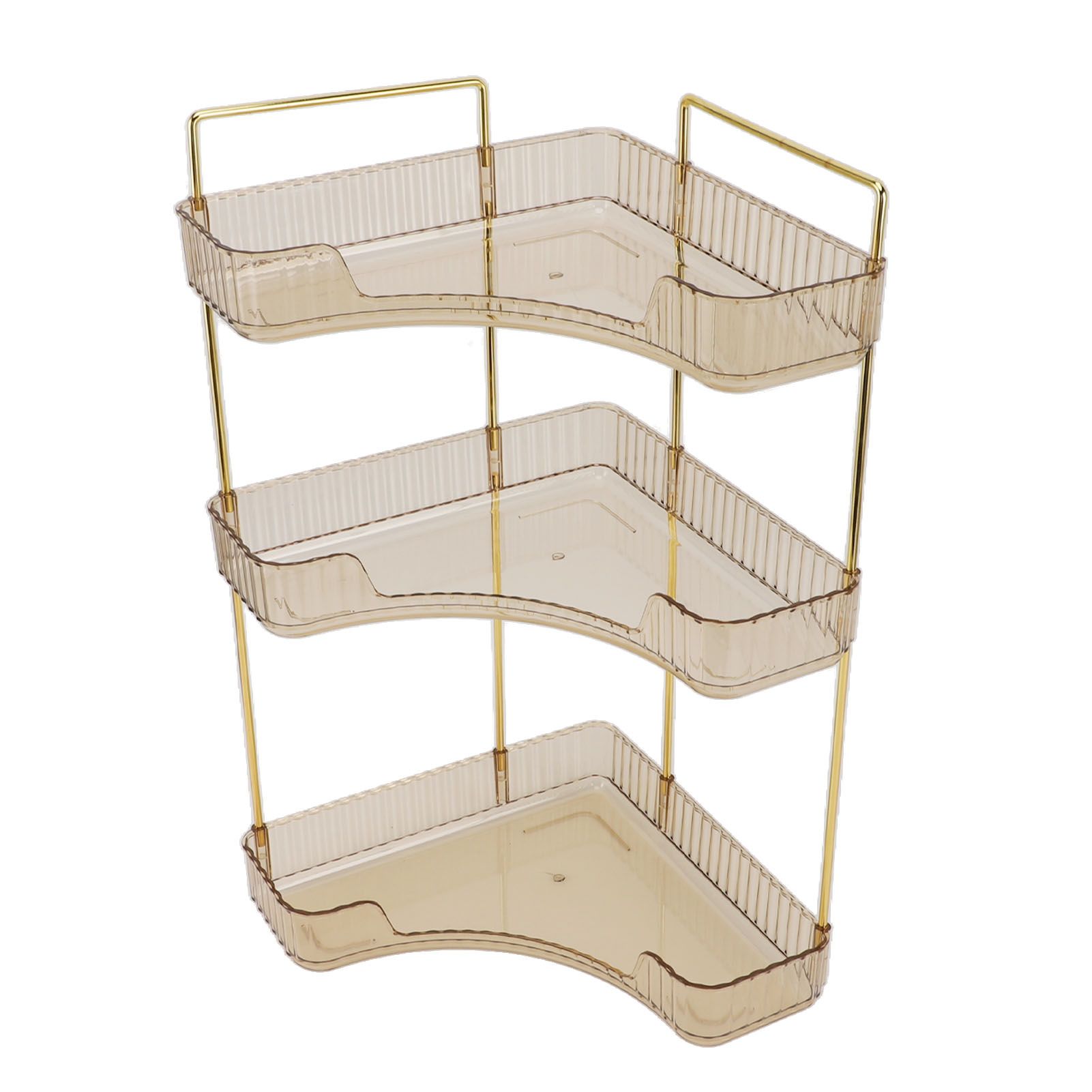3 Tier Makeup Shelf Organizer Easy Access Aesthetic Corner Bathroom Countertop Organizer for Cosmetics Skincare Amber - Image 5