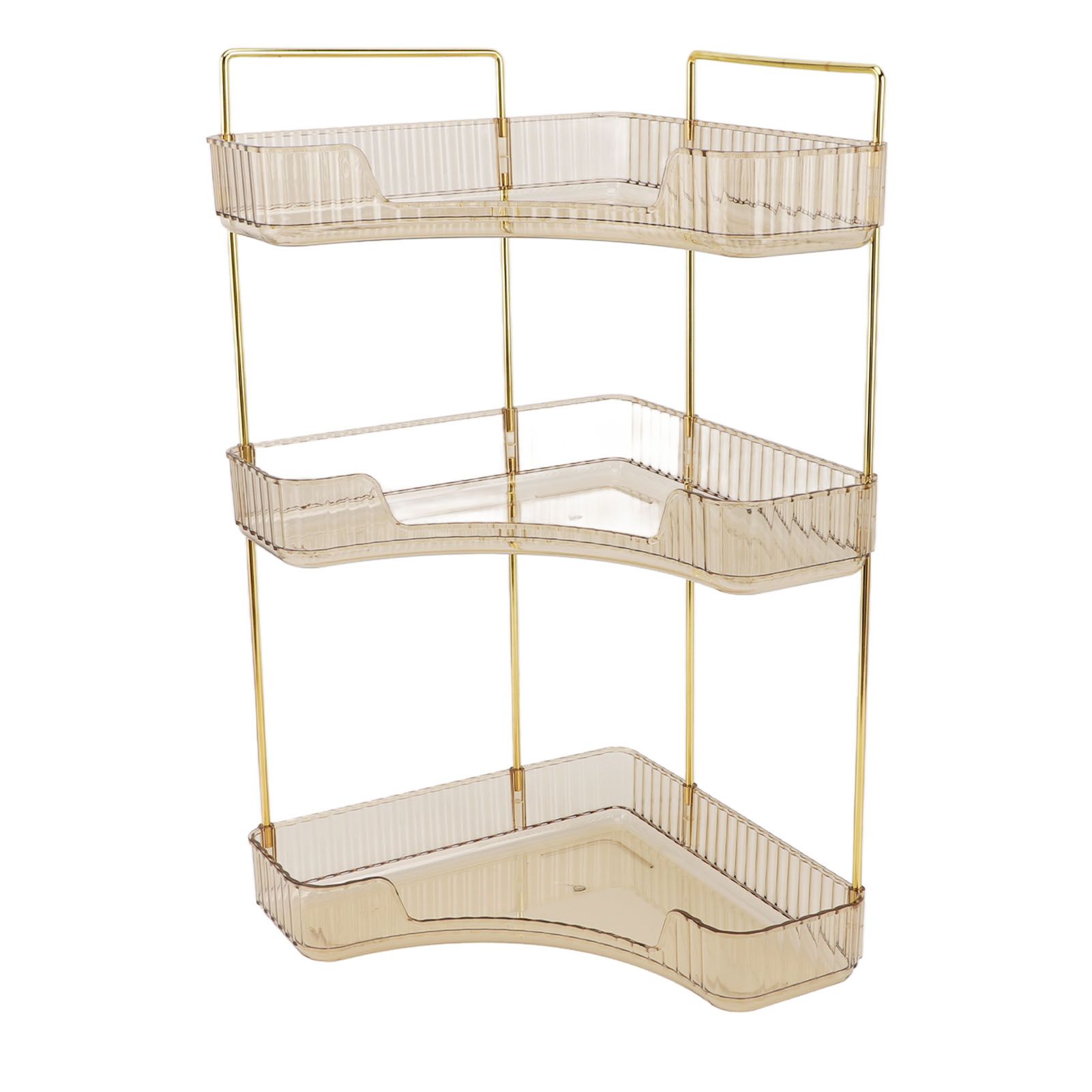 3 Tier Makeup Shelf Organizer Easy Access Aesthetic Corner Bathroom Countertop Organizer for Cosmetics Skincare Amber - Image 6