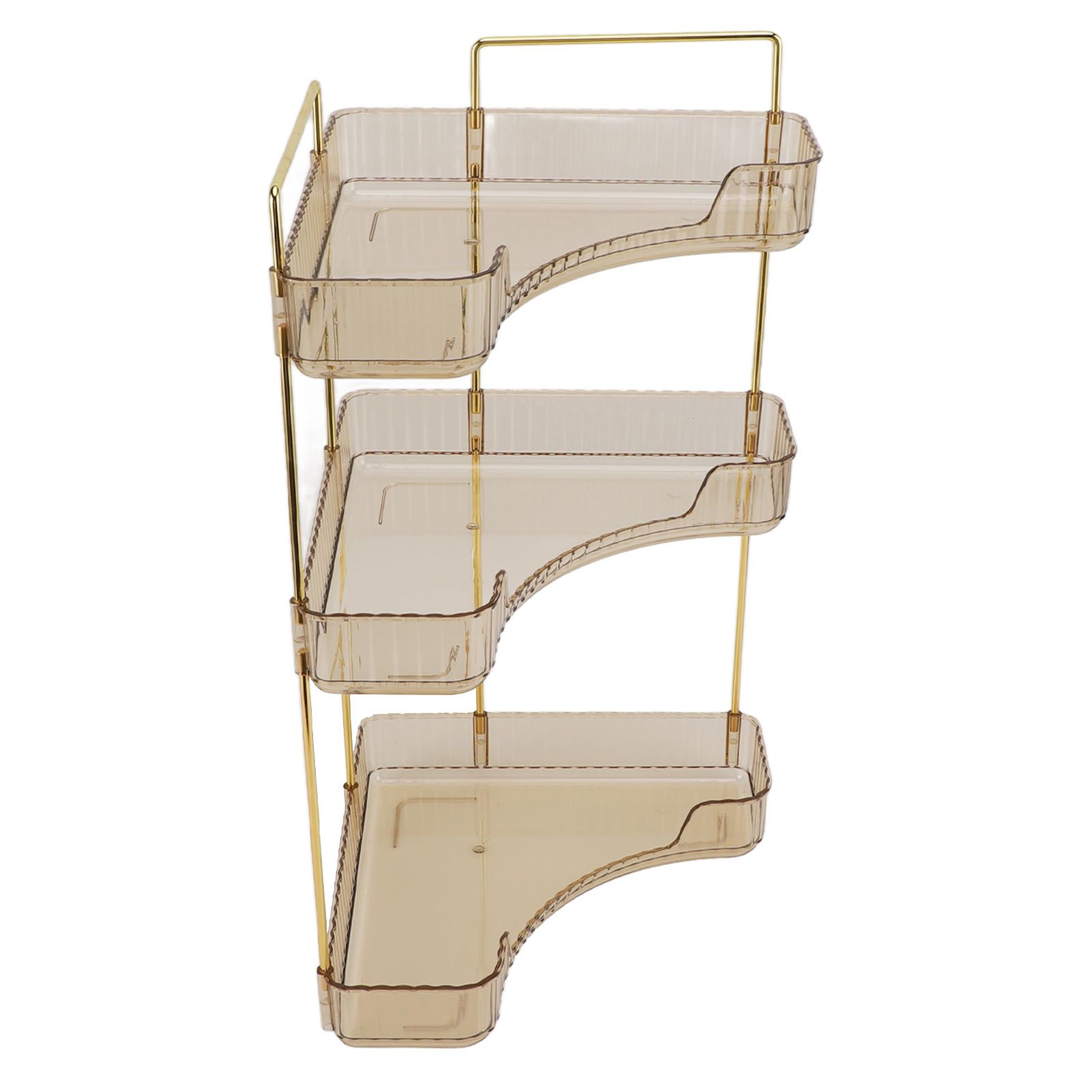 3 Tier Makeup Shelf Organizer Easy Access Aesthetic Corner Bathroom Countertop Organizer for Cosmetics Skincare Amber - Image 8