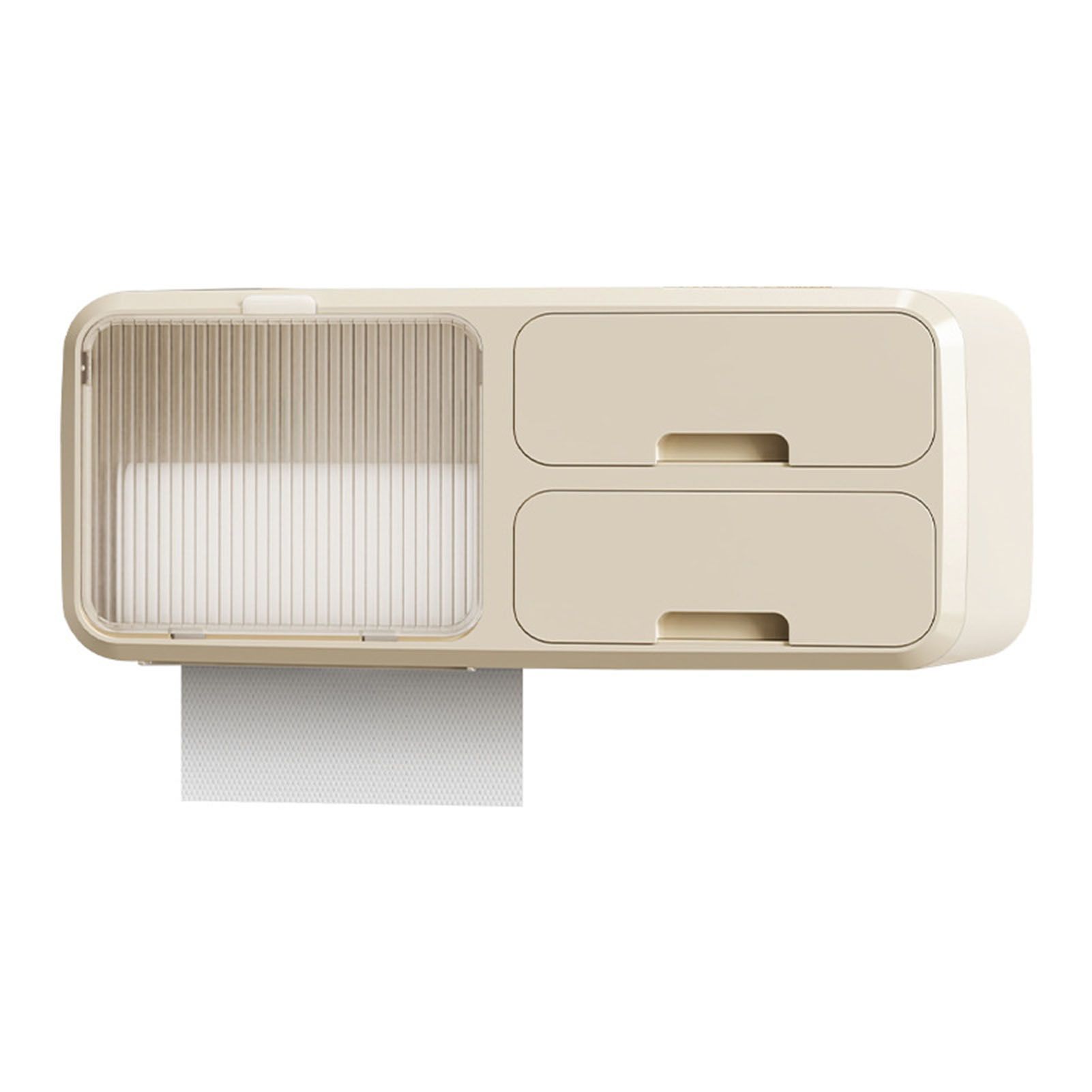Drill Free Bathroom Tissue Storage Box Waterproof Bathroom Toilet Paper Holder Wall Mounted Toilet Paper Organizer Beige - Image 1