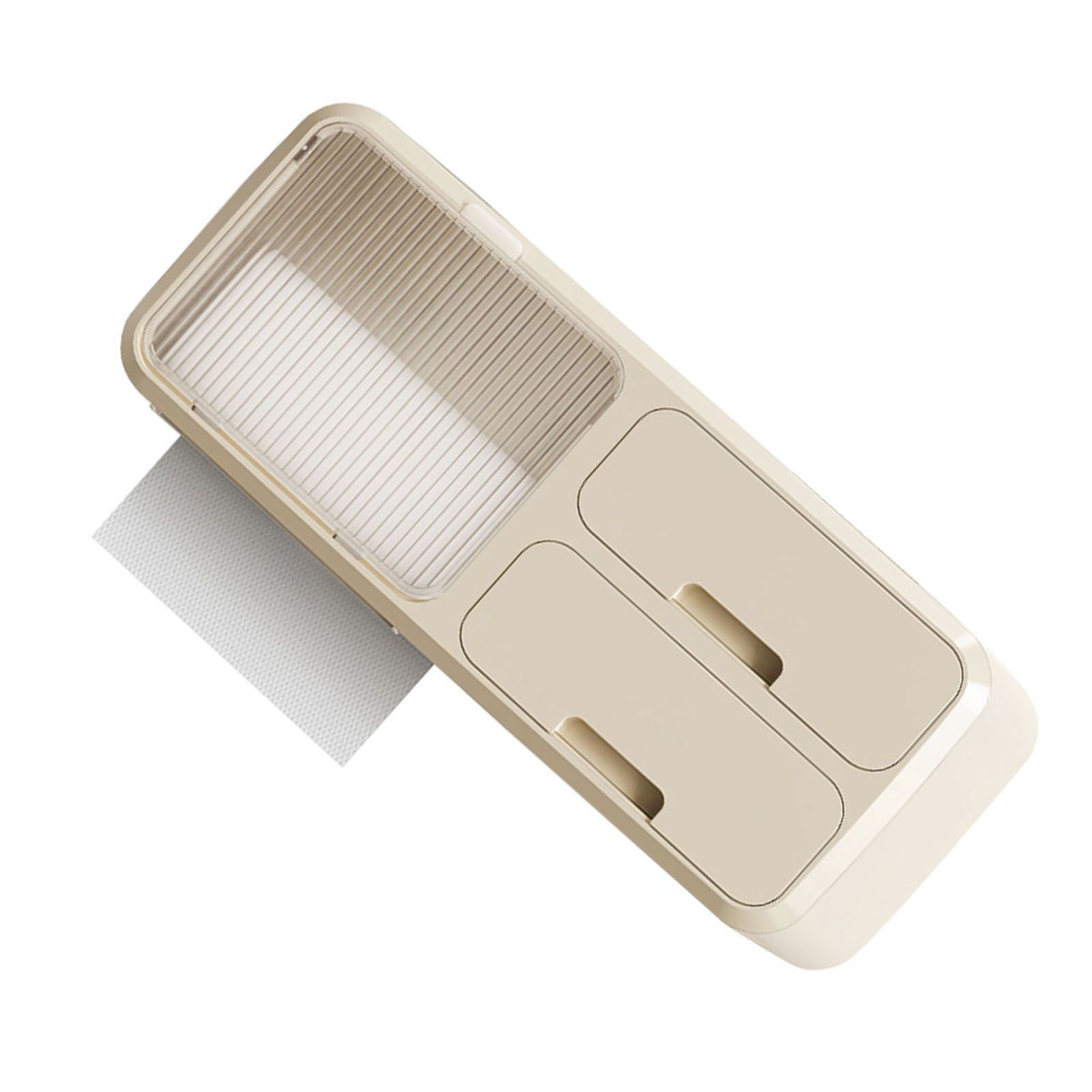 Drill Free Bathroom Tissue Storage Box Waterproof Bathroom Toilet Paper Holder Wall Mounted Toilet Paper Organizer Beige - Image 4