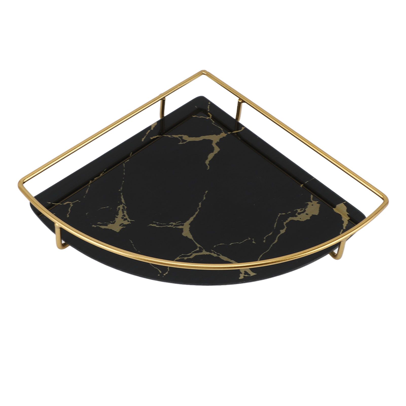 Bathroom Storage Tray Light Luxury Decorative Golden Texture Triangle Bathroom Organiser Tray for Soap Towel Paper Napkins Jewellery Makeup Black - Image 1