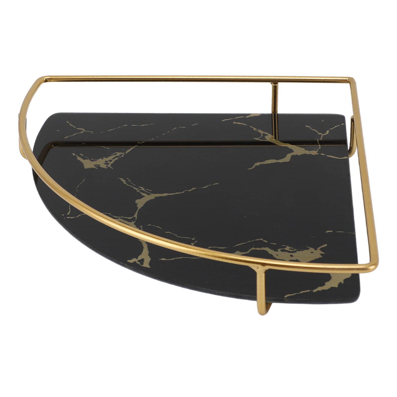 Bathroom Storage Tray Light Luxury Decorative Golden Texture Triangle Bathroom Organiser Tray for Soap Towel Paper Napkins Jewellery Makeup Black - Image 2