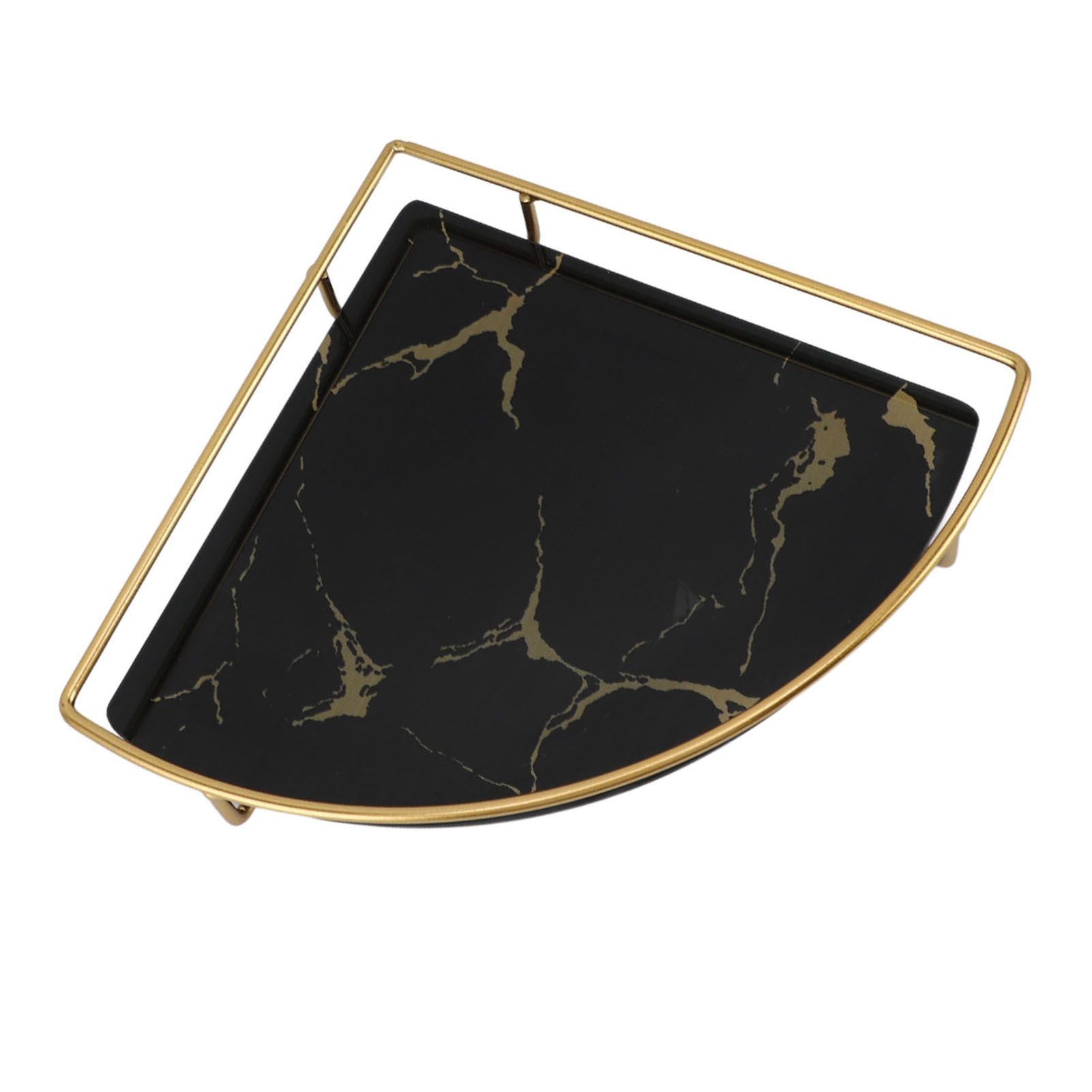 Bathroom Storage Tray Light Luxury Decorative Golden Texture Triangle Bathroom Organiser Tray for Soap Towel Paper Napkins Jewellery Makeup Black - Image 3