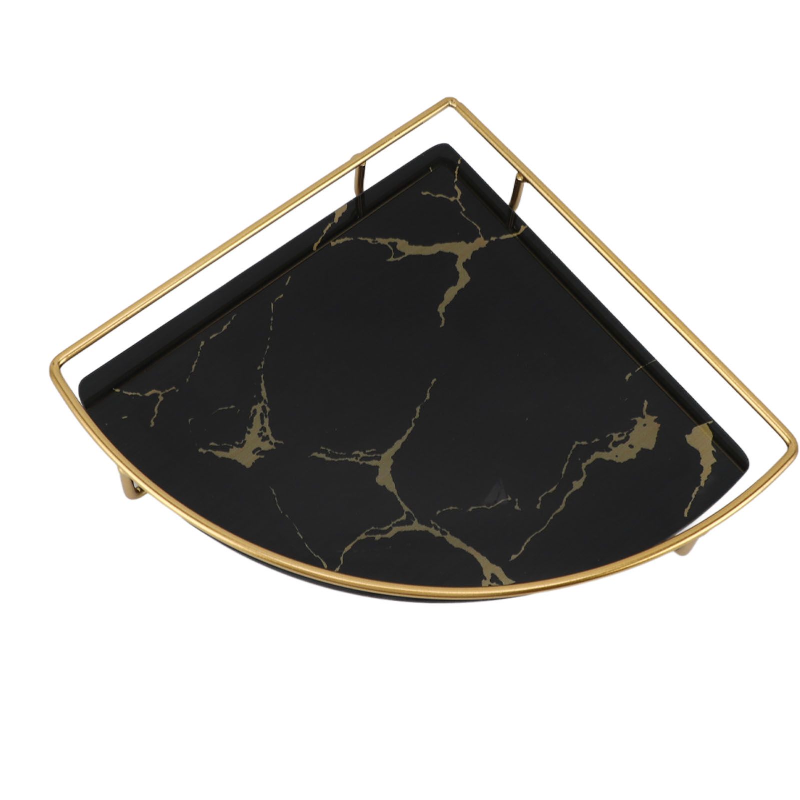 Bathroom Storage Tray Light Luxury Decorative Golden Texture Triangle Bathroom Organiser Tray for Soap Towel Paper Napkins Jewellery Makeup Black - Image 4