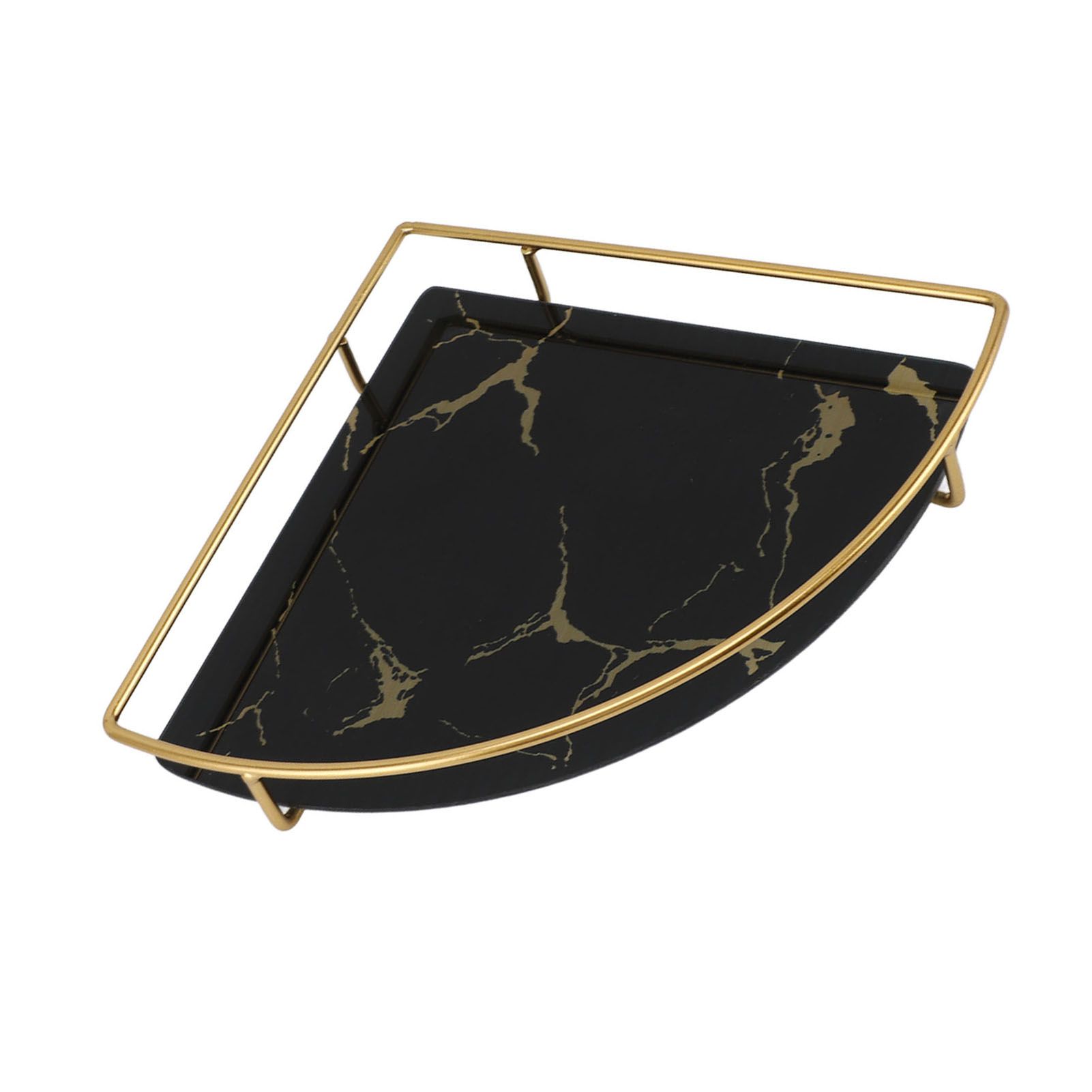 Bathroom Storage Tray Light Luxury Decorative Golden Texture Triangle Bathroom Organiser Tray for Soap Towel Paper Napkins Jewellery Makeup Black - Image 5
